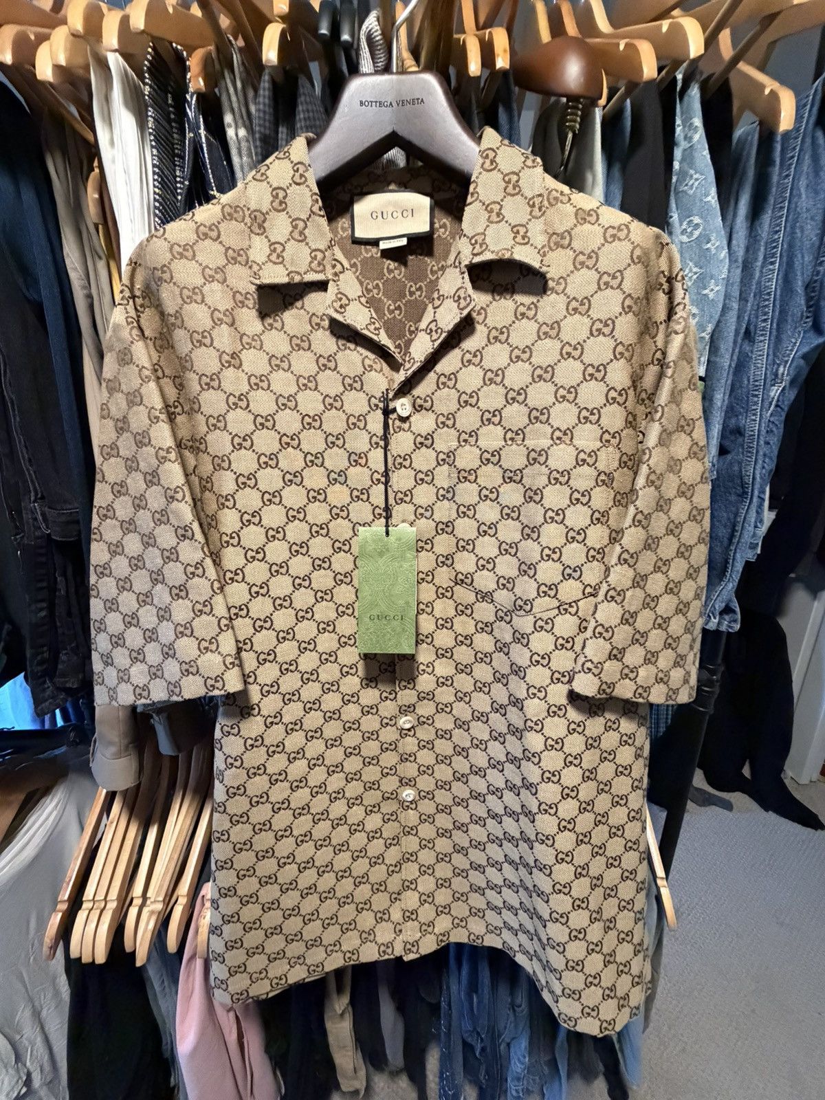 Gucci Gucci GG - Short Sleeve Button Up - Brown Size US M / EU 48-50 / 2 - 1 Thumbnail