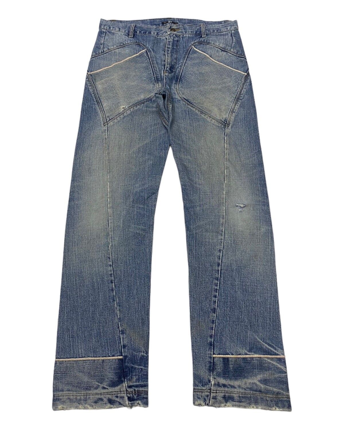 Pre-owned Hysteric Glamour X Tornado Mart Baggy Exhibitionist Selvedge Distressed Denim Jeans In Blue