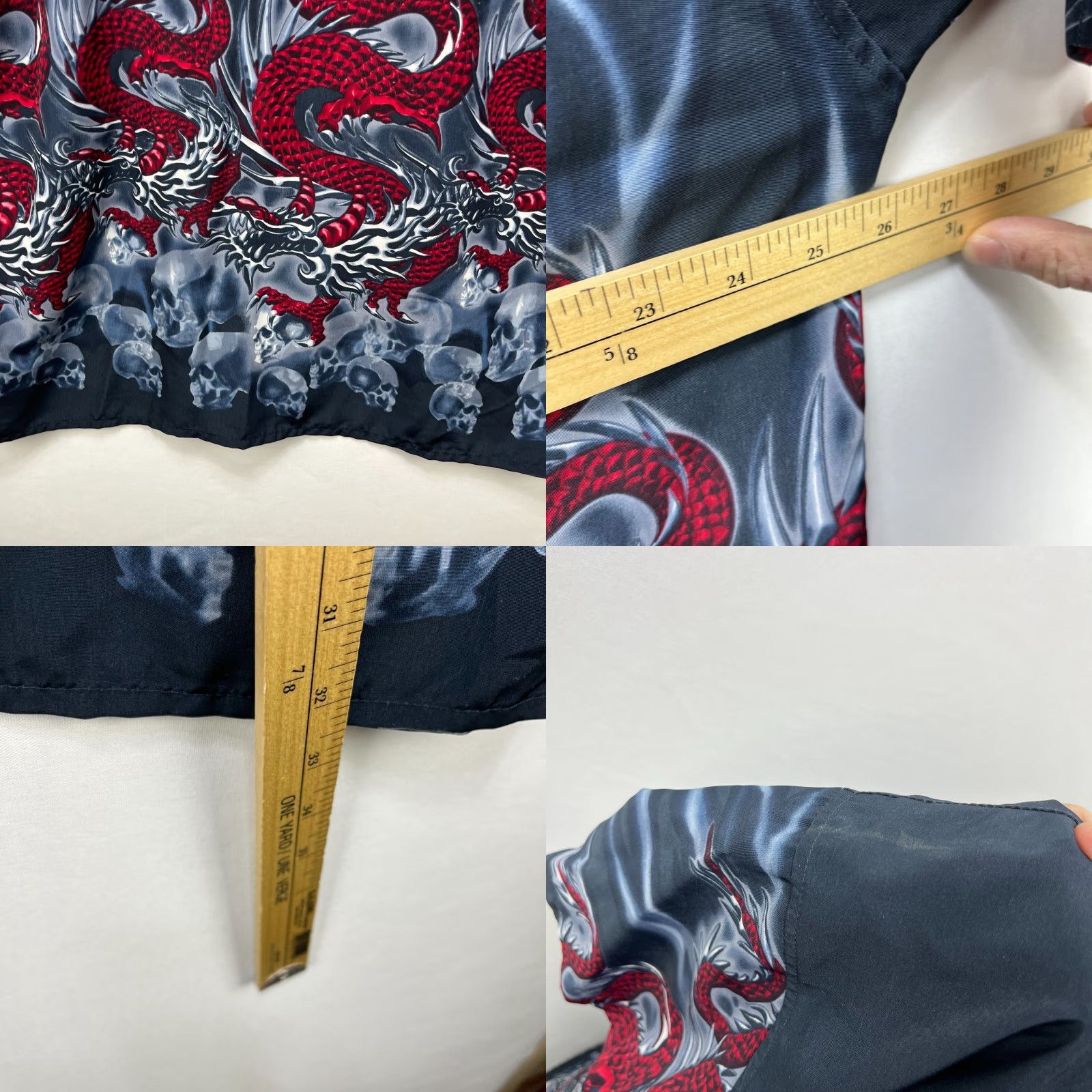 Vintage VINTAGE Red Dragon Button Up Hawaiian Shirt Flames Skulls All Over Print XL Mens Short Sleeve Size XL Size US XL / EU 56 / 4 - 8 Thumbnail