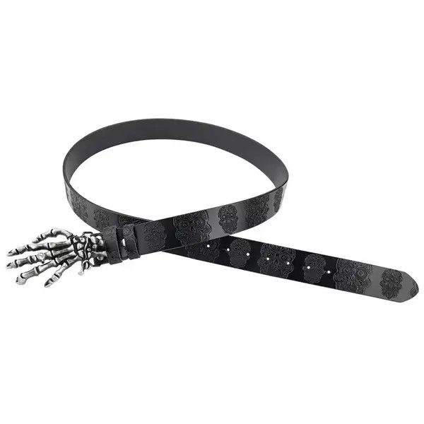 Japanese Brand Isshiki x eko Rhinestone Skeleton Hand PU Leather Belt Size ONE SIZE - 3 Thumbnail