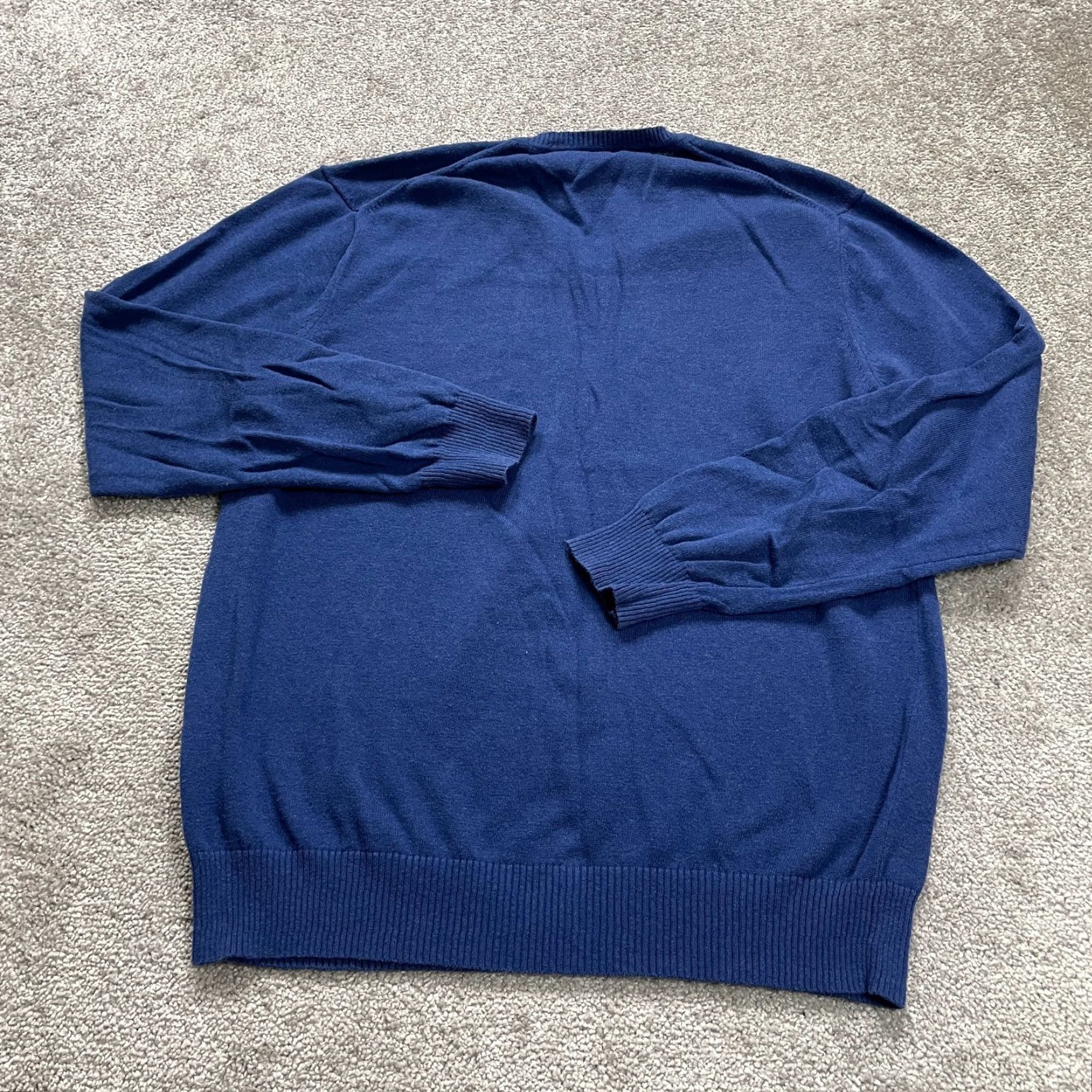 Jos. A. Bank VINTAGE Jos. A. Bank Men’s XL Pullover Sweater Knit Long Sleeve Casual Blue Solid Cotton V-Neck Winter 90s Size US XL / EU 56 / 4 - 2 Thumbnail