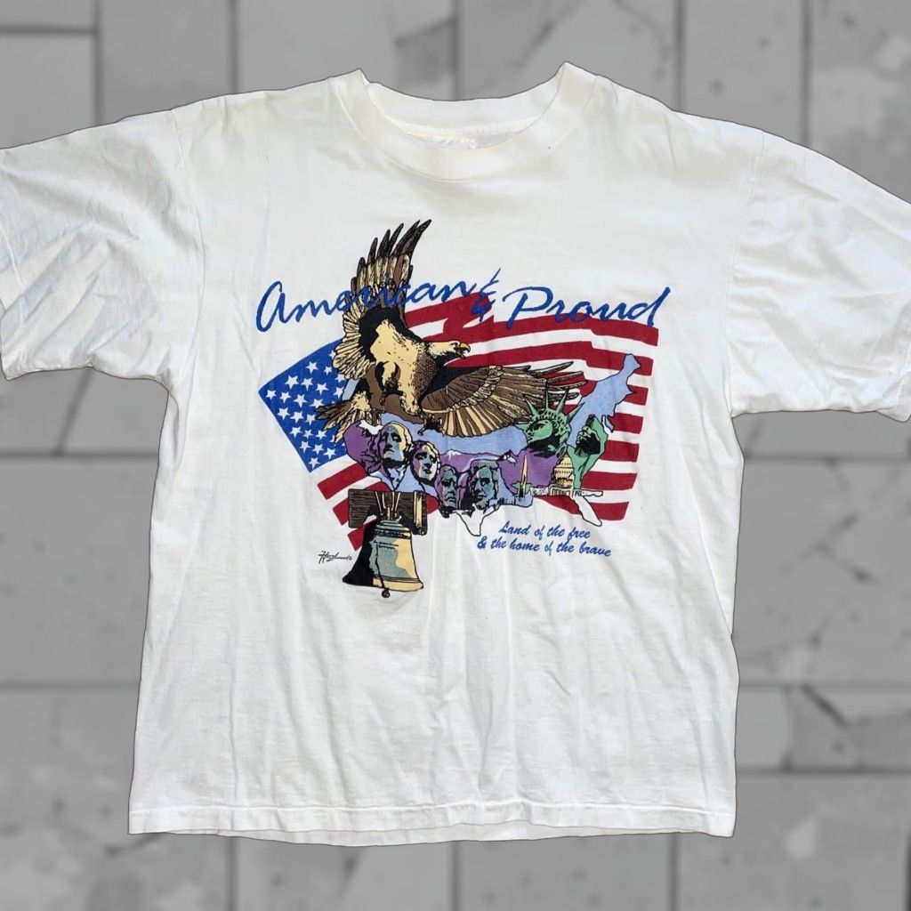 Elwood VTG Hazelwood SINGLE STITCH T-Shirt Mens L White American And Proud President Mens L Size US L / EU 52-54 / 3 - 1 Thumbnail