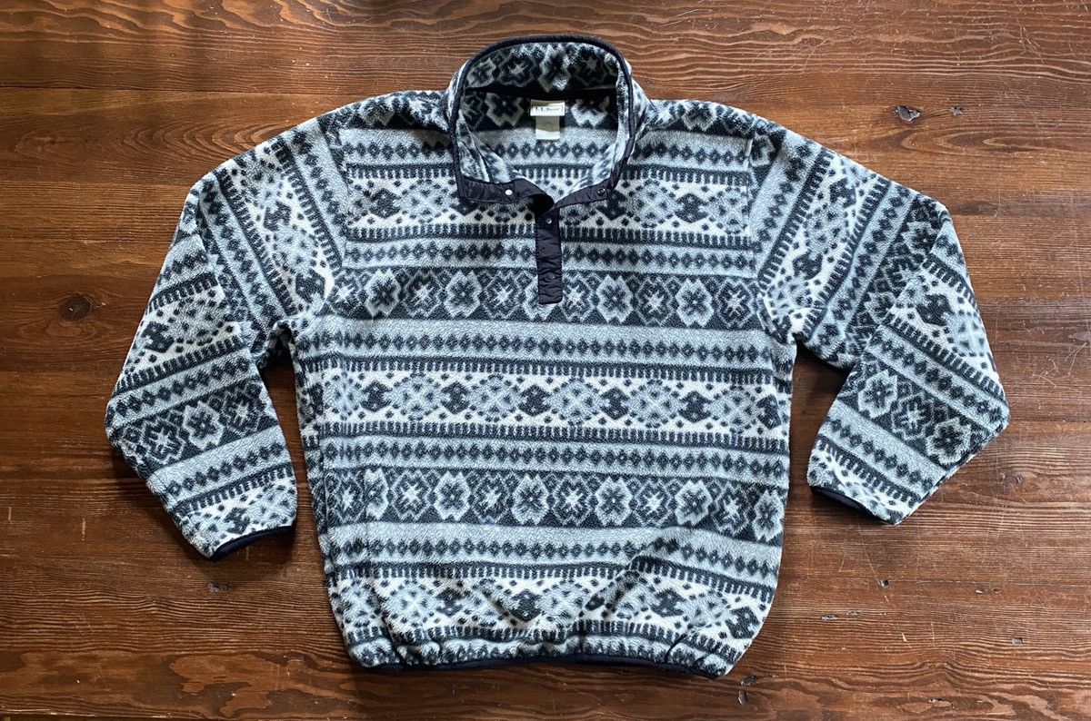L.L. Bean Vintage 90’s LL Bean T-Snap Fleece Pullover Sweatshirt Size US M / EU 48-50 / 2 - 2 Thumbnail