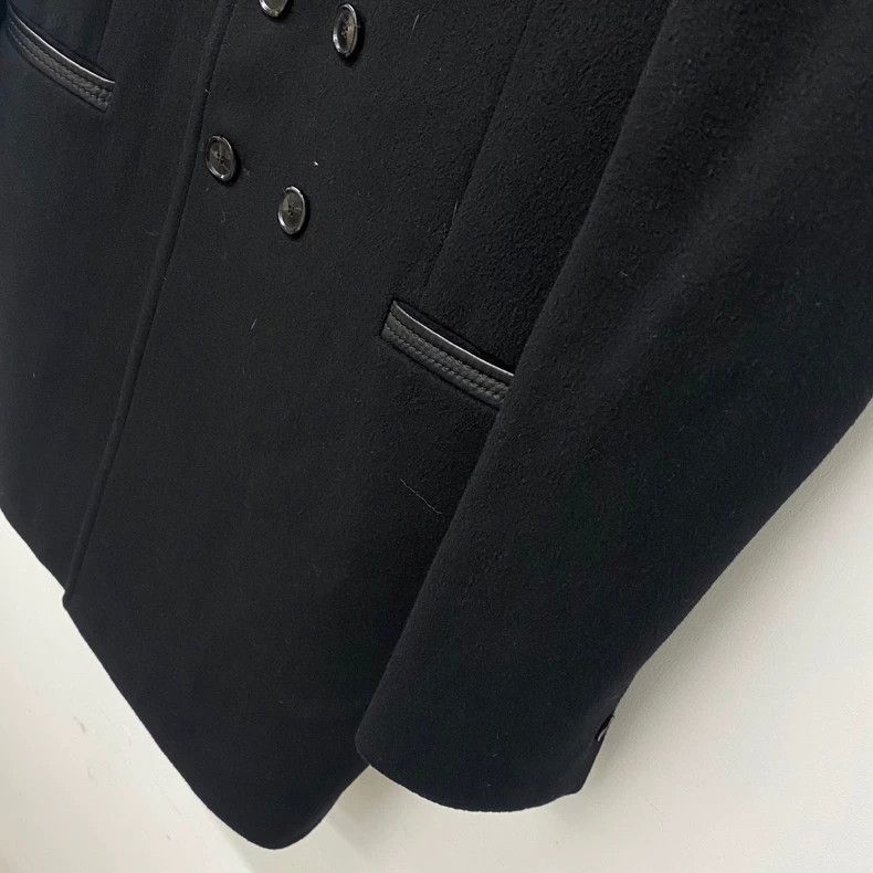 Versace Versace Black leather double-breasted wool coat coat Size US M / EU 48-50 / 2 - 3 Thumbnail