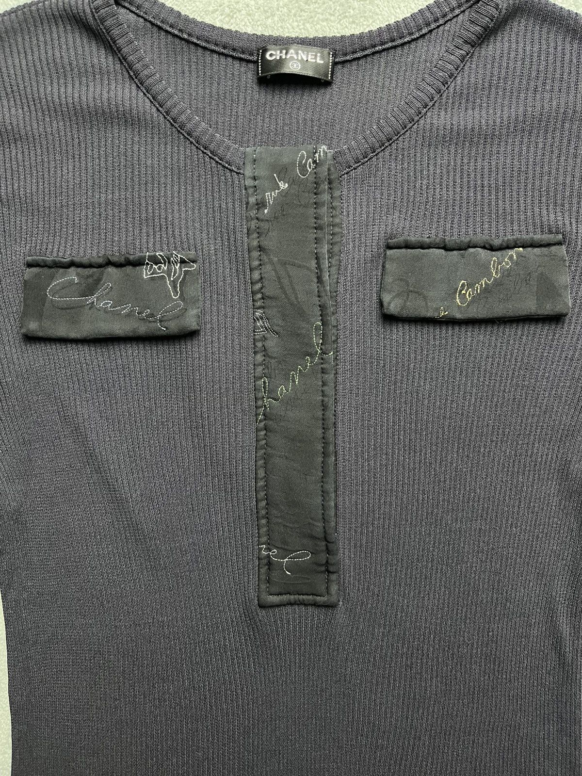 Chanel Chanel - black ribbed short sleeved top Size S / US 4 / IT 40 - 5 Thumbnail