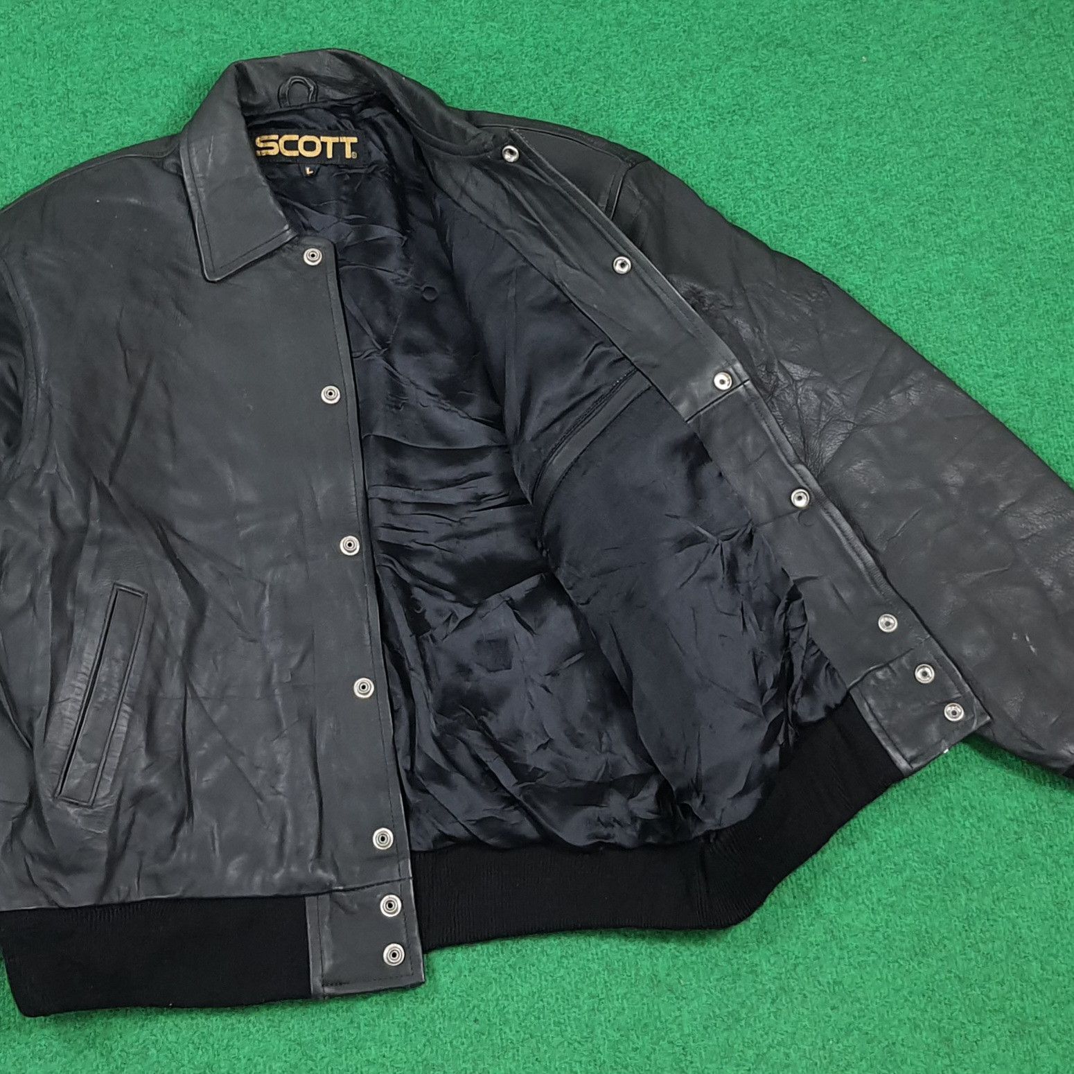 Vintage Vintage Scott Team Leather Jacket with Black Flames Size US L / EU 52-54 / 3 - 8 Thumbnail