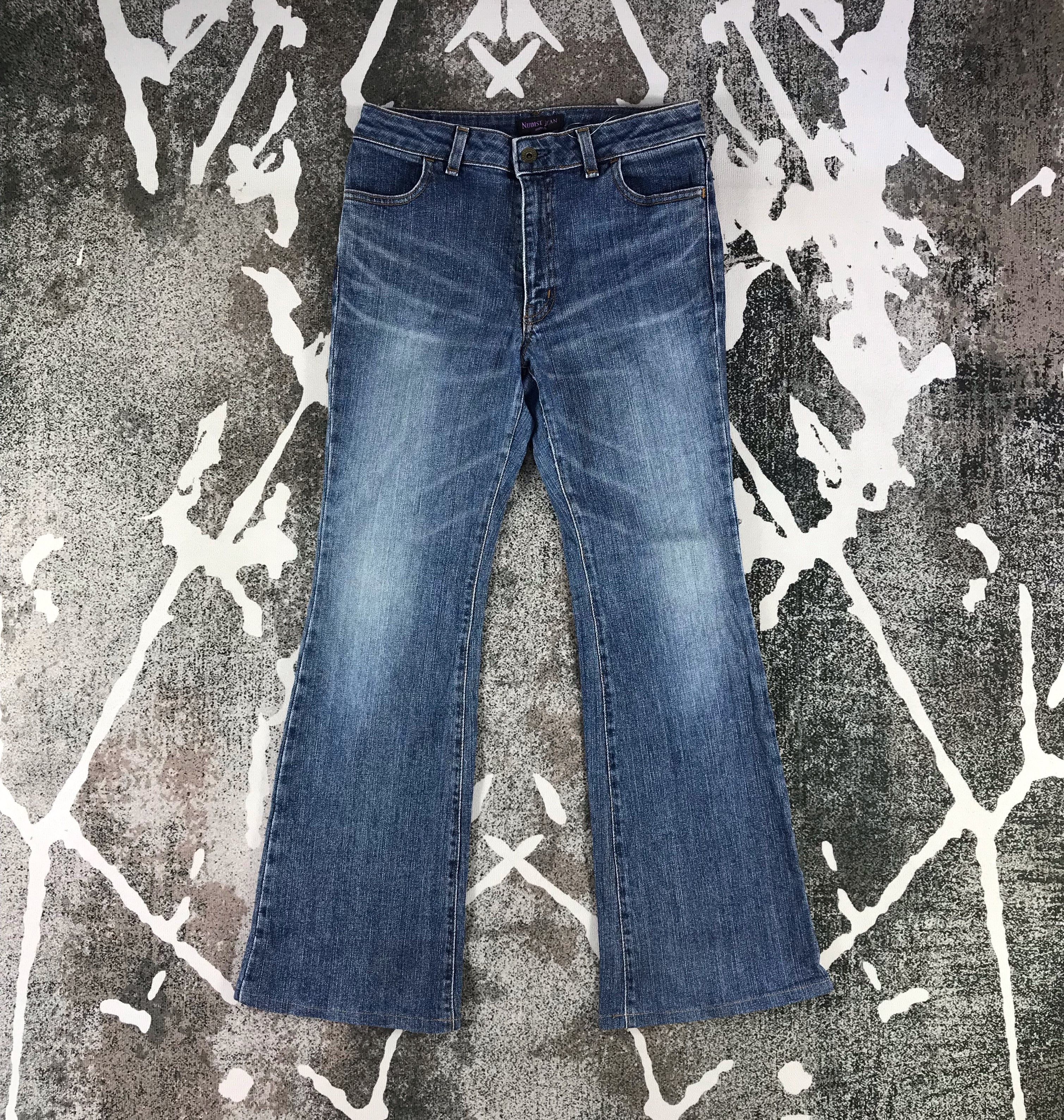 Japanese Brand Brappers Nudist Jeans Blue Wash Flare Denim KJ1344 Size 29" - 1 Thumbnail