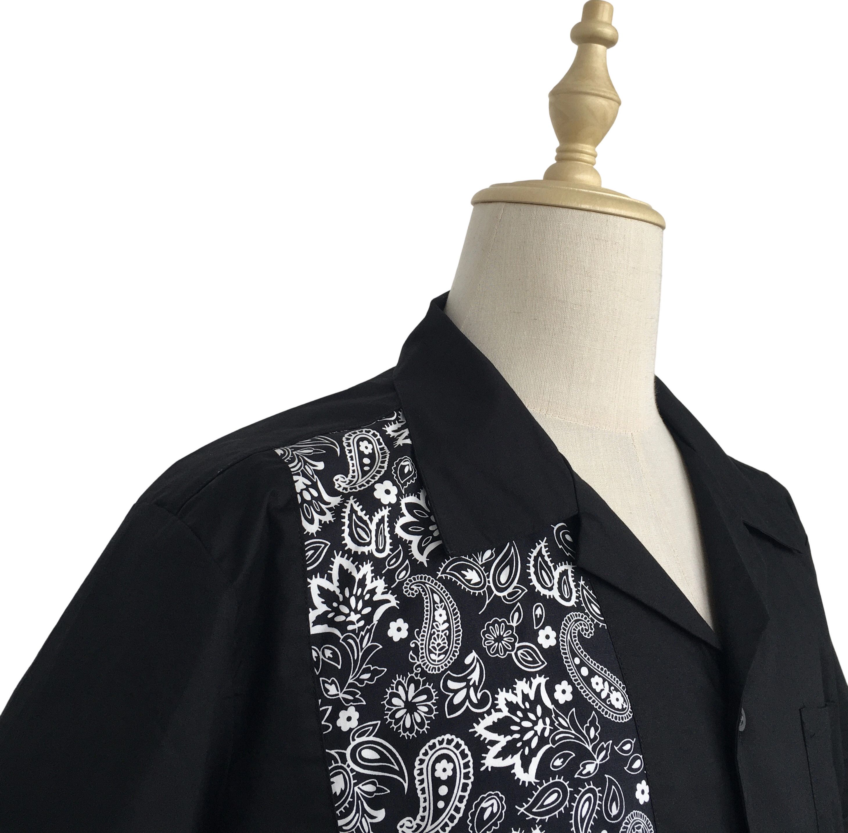 Other Retro Casual Men Shirts Cotton Black + paisley pattern Size US XXL / EU 58 / 5 - 5 Thumbnail