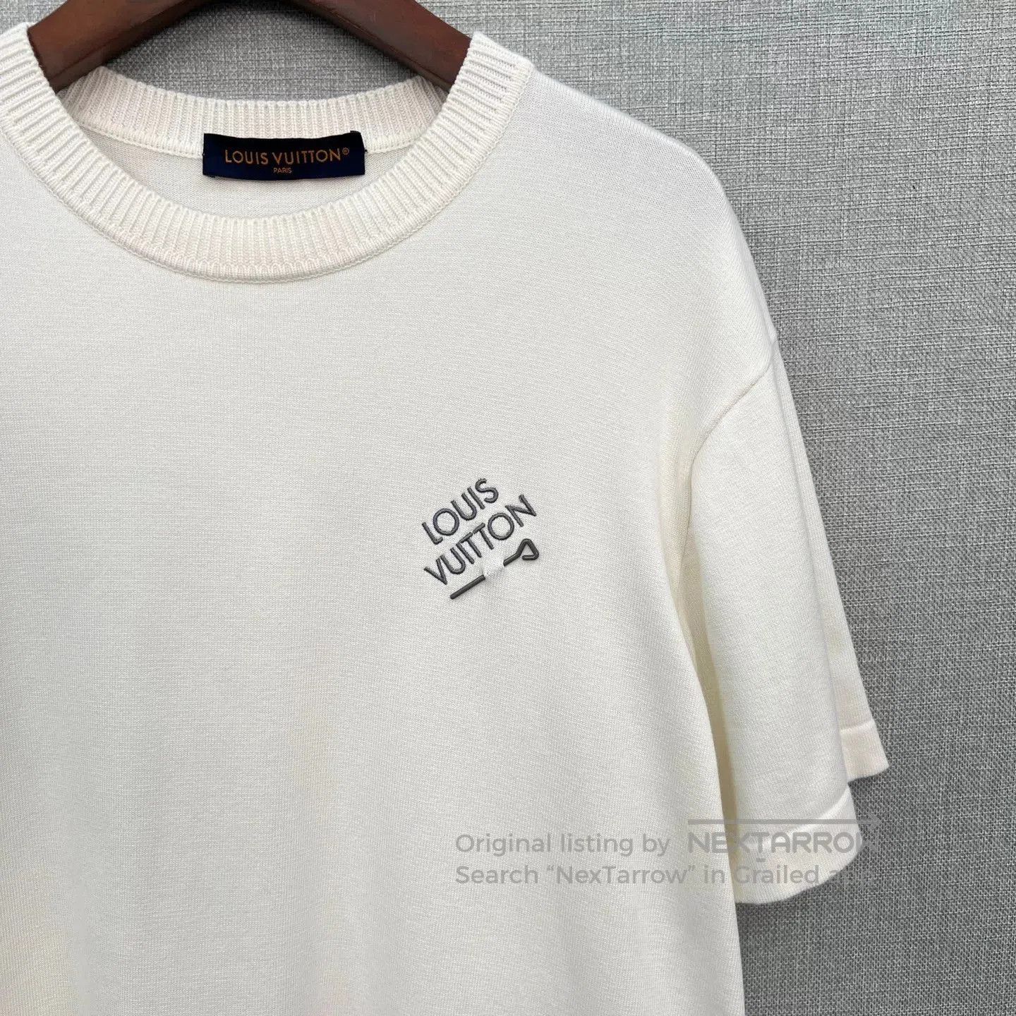 Louis Vuitton Louis Vuitton White Embroidered Logo Knit Tee. Size US L / EU 52-54 / 3 - 3 Thumbnail