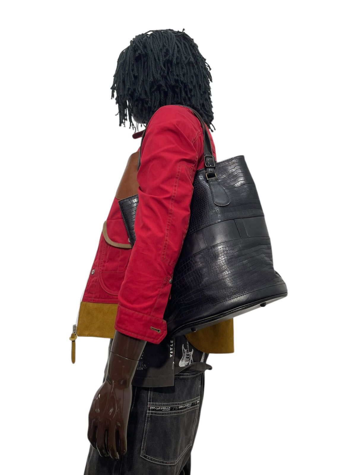 Genuine Leather Crocodile Embossed Pozzo Kaori Bucket Tote Shoulder Bag 1🟩6 Size ONE SIZE - 2 Thumbnail