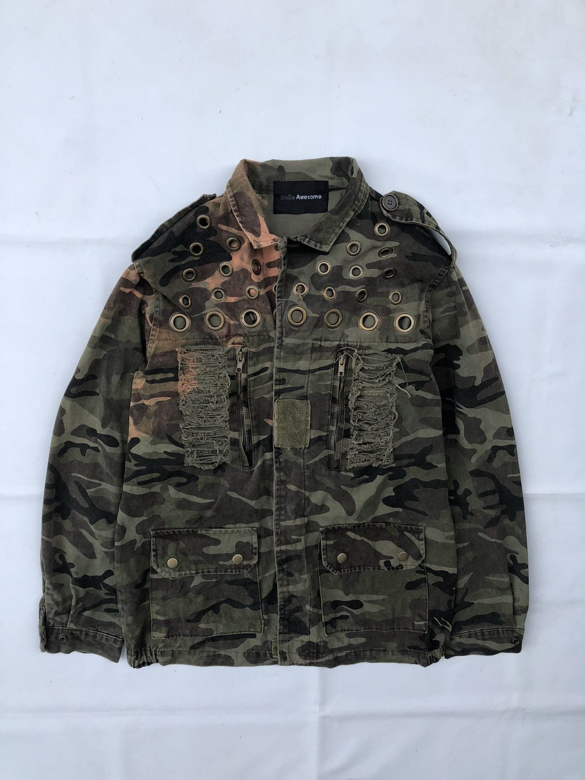 14th Addiction Vintage Rare Military Distressed Studded Jacket Punk Style Size US L / EU 52-54 / 3 - 2 Thumbnail