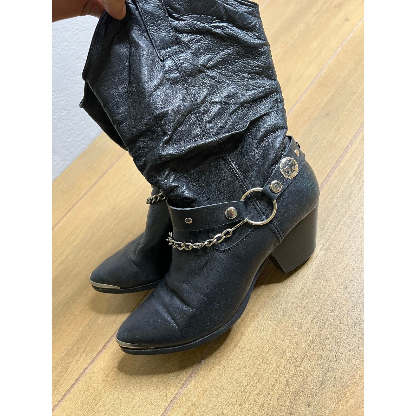 Vintage Dingo Ladies' Bailey Black Slouch Harnessed Boots Sz 6 M Size US 6 / IT 36 - 11 Thumbnail