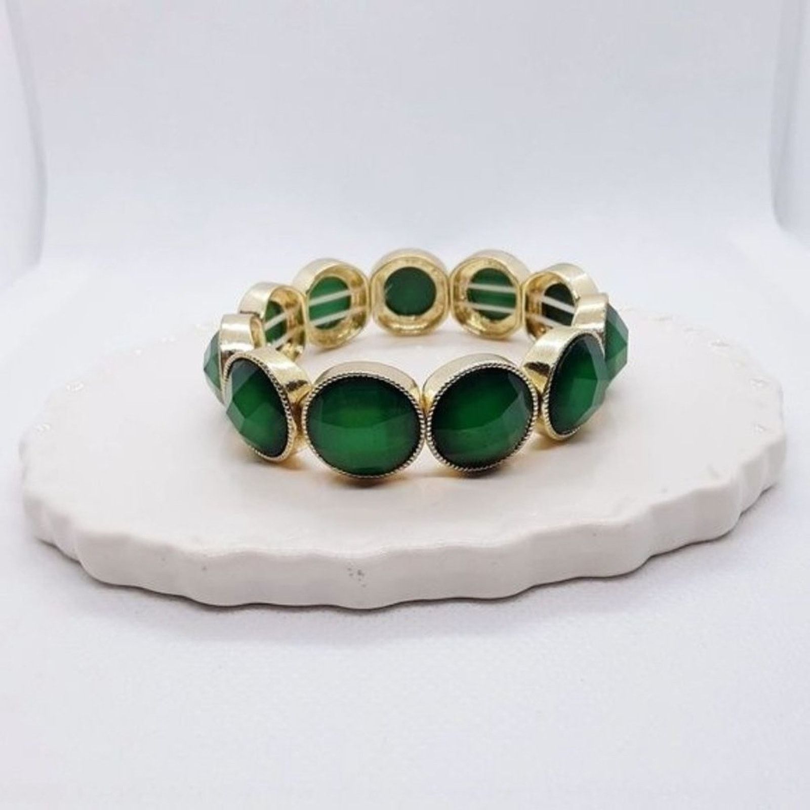 Anthropologie Anthropologie Bangle Bracelet Stretch NEW Emerald Green Size ONE SIZE - 4 Thumbnail
