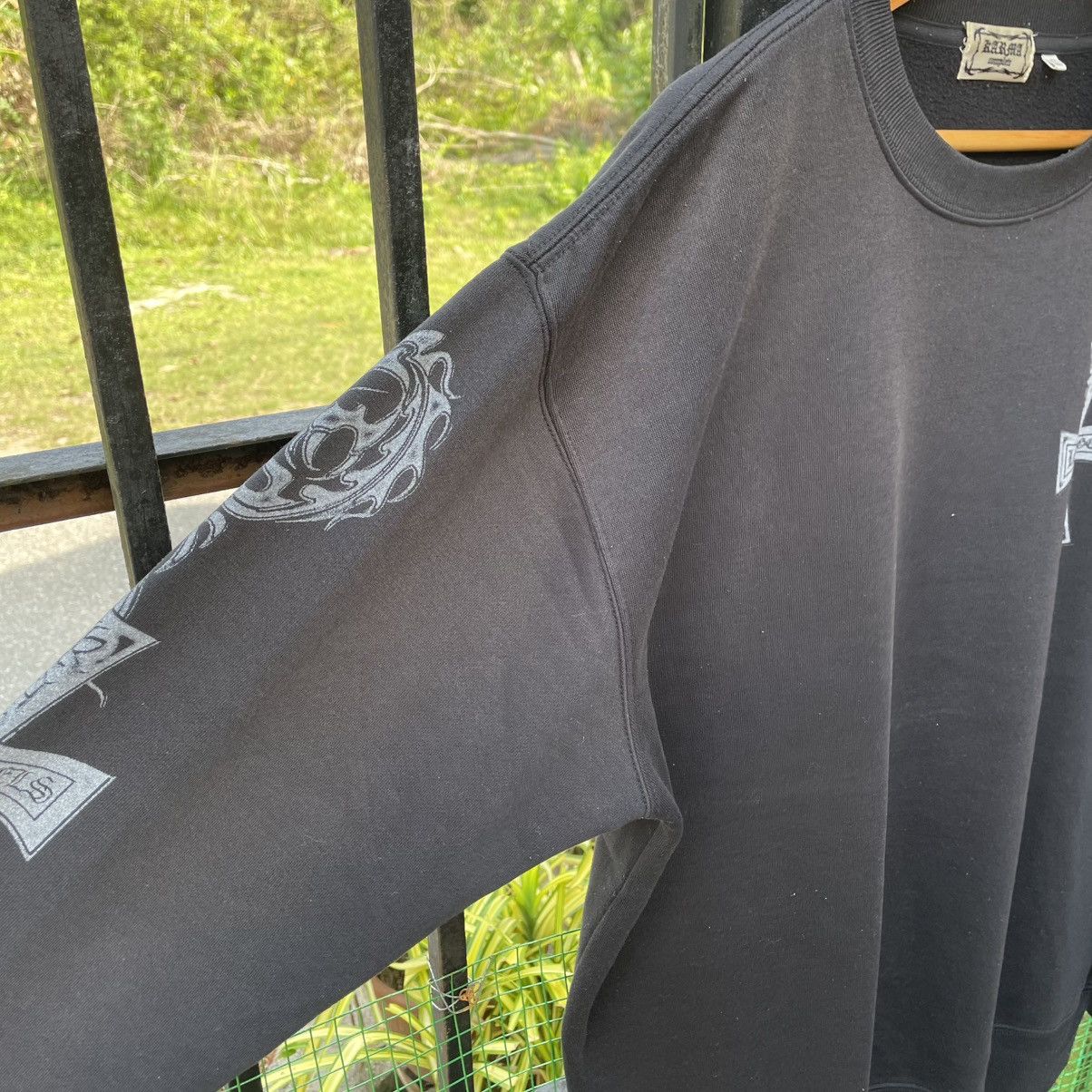 Japanese Brand 🔥Vintage Karma Skateboard Big Flame Cross Logo Sweatshirts Size US M / EU 48-50 / 2 - 10 Thumbnail