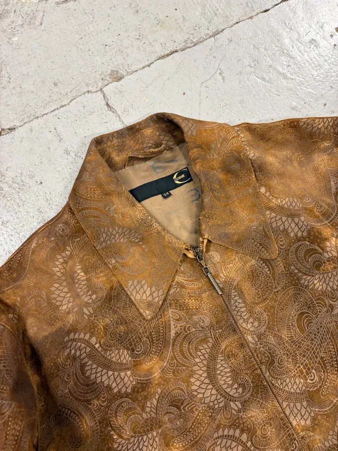 Roberto Cavalli 2000s Roberto Cavalli Brown Asian Dragon Leather Biker Jacket Size US L / EU 52-54 / 3 - 5 Thumbnail
