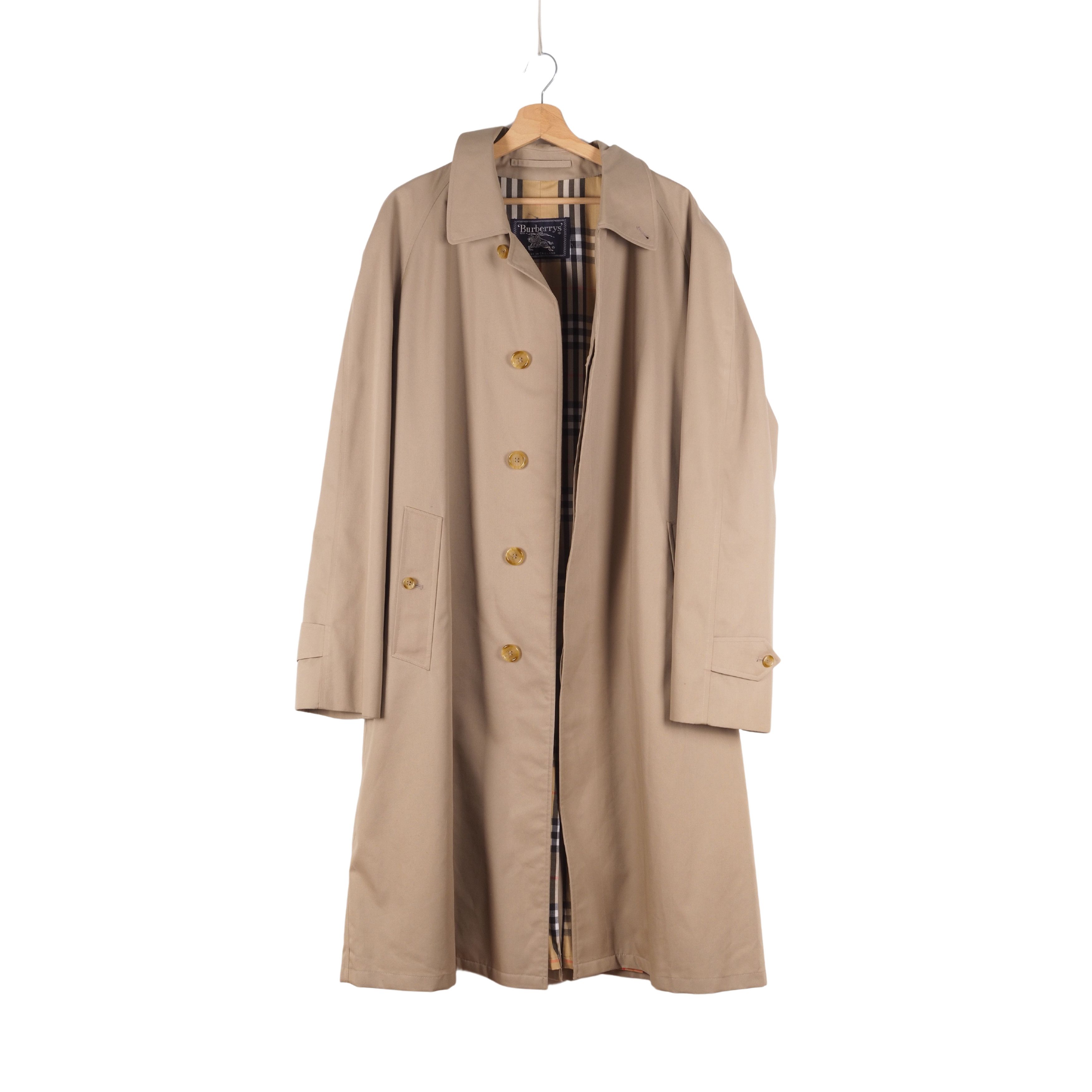 image of Burberry's Vintage Men Beige Mac Trench Coat Jacket (Size Large)
