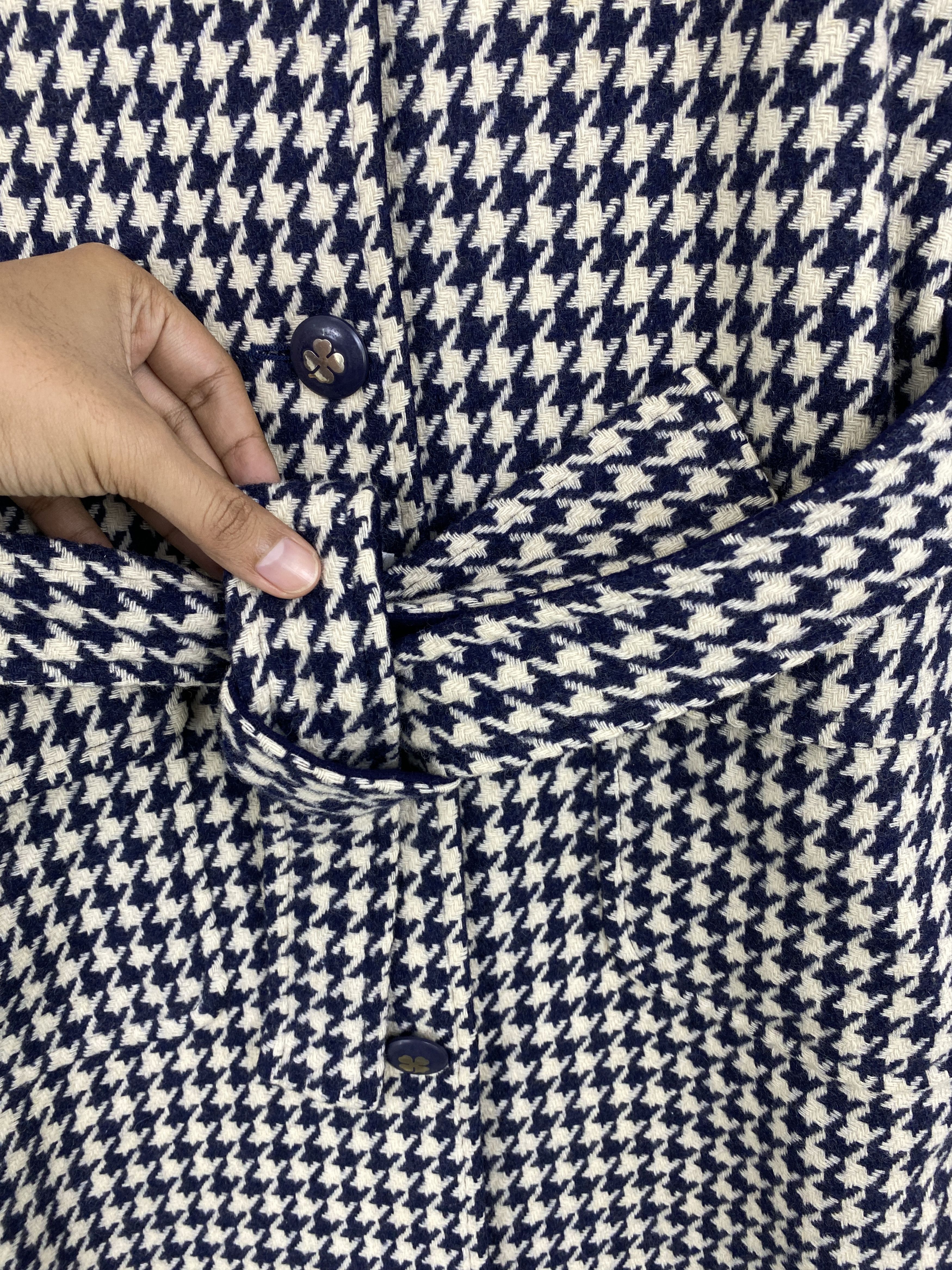 Japanese Brand Vintage Twenty Two Up Ladies Belted Blue White Coat JA0064 Size S / US 4 / IT 40 - 7 Thumbnail