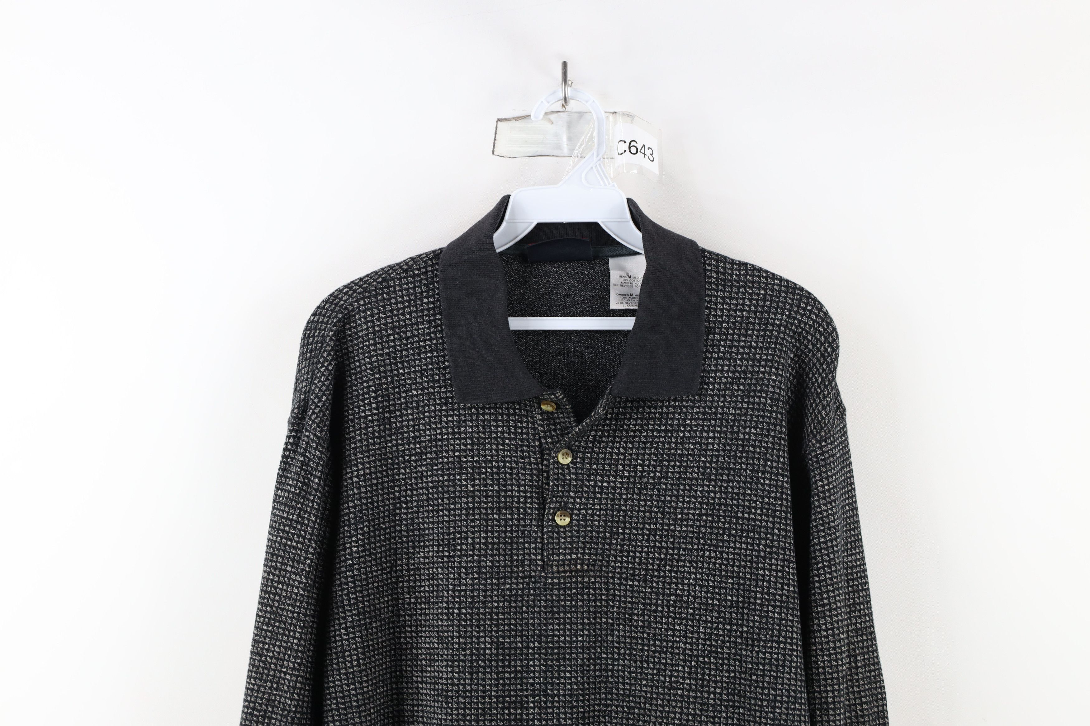 Vintage Vintage 90s Streetwear Geometric Long Sleeve Polo Shirt Size US M / EU 48-50 / 2 - 2 Thumbnail