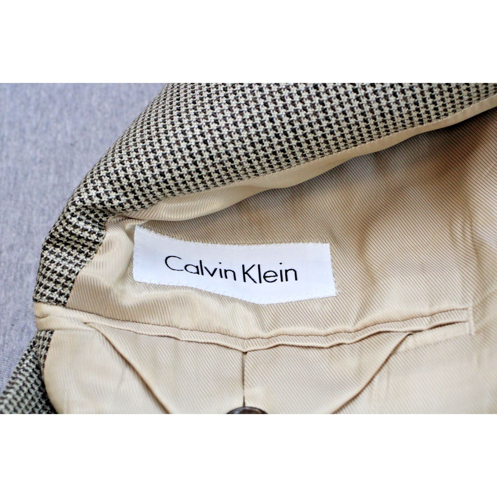 Calvin Klein Calvin Klein Mens Blaze Size 44R Wool Silk Houndstooth Size 44R - 5 Thumbnail