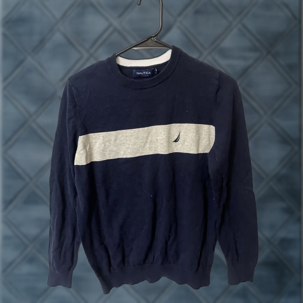 Nautica Nautica Mens Sweater Small Navy Blue Long Sleeve Crew Neck Cotton Logo Pullover Classic Size US S / EU 44-46 / 1 - 1 Thumbnail