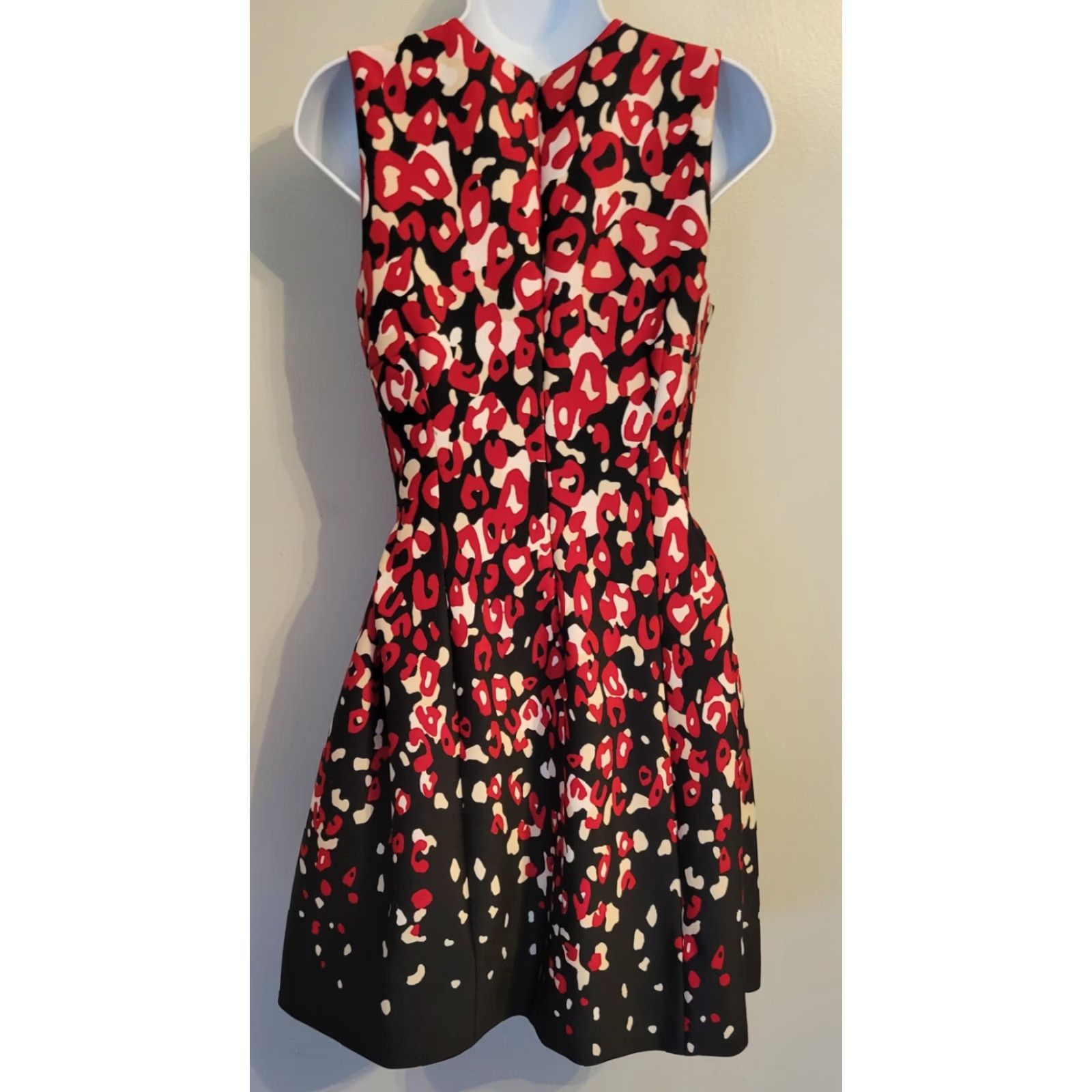 Calvin Klein Calvin Klein Floral Fit & Flare Scuba Knit Dress 2 Petite Black Short Sleeveless Zip Round Neck Women's Kitten: Purposes not altered Size XS / US 0-2 / IT 36-38 - 3 Thumbnail