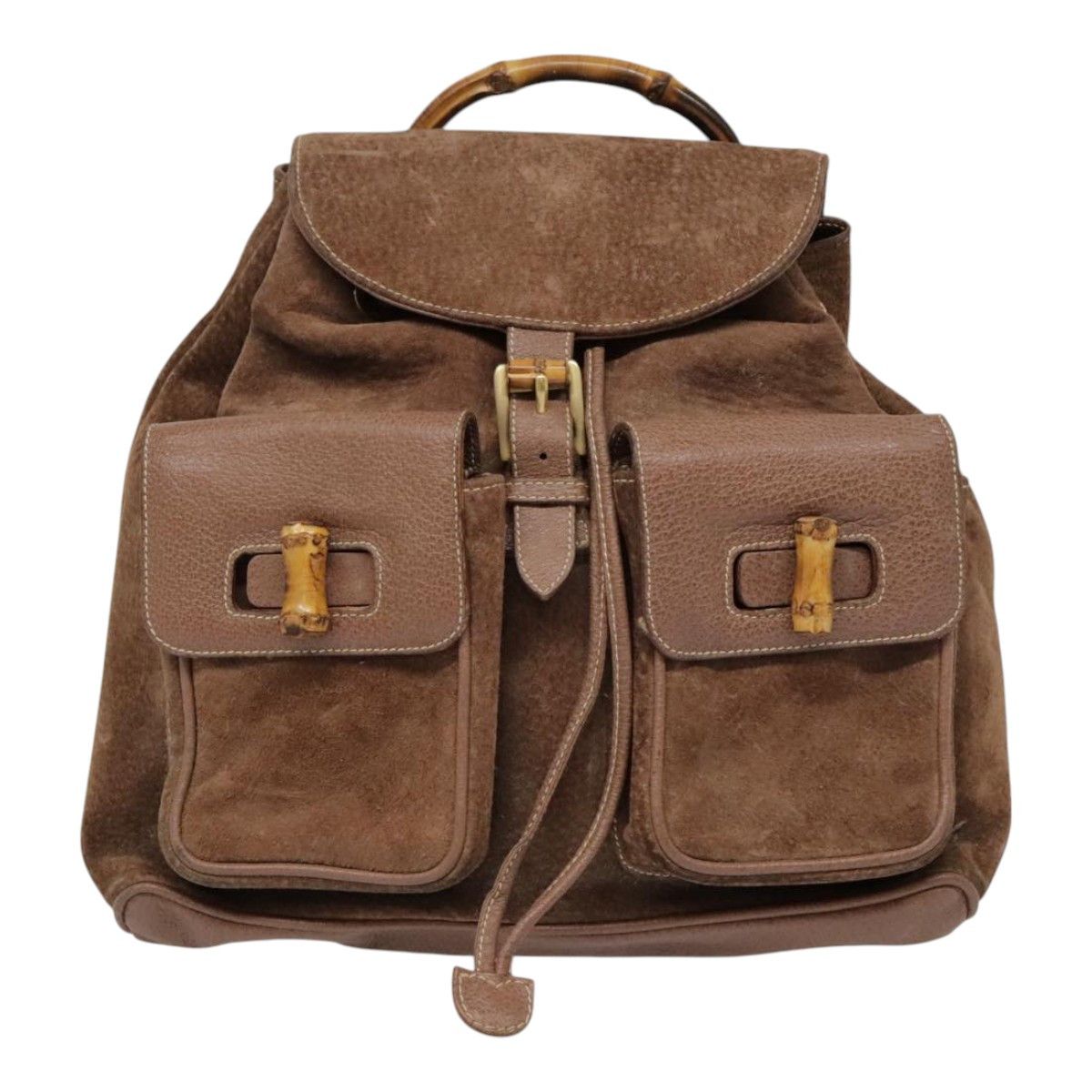 Gucci Bamboo Brown Suede Backpack Bag (Pre-Owned) Size ONE SIZE - 1 Thumbnail