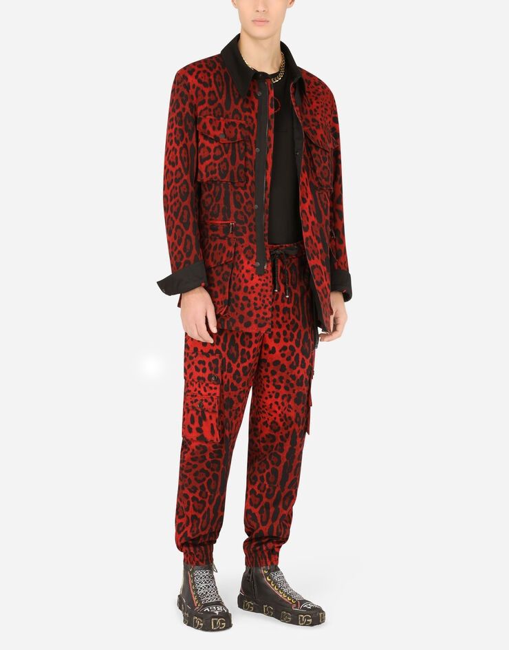 Dolce & Gabbana o1y0125 Leopard Print Cargo Pant in Red/Black Size US 42 / EU 58 - 6 Thumbnail