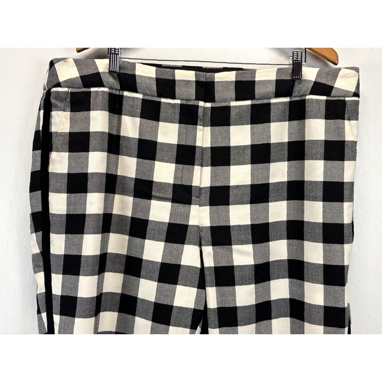 Talbots Talbots Hampshire Check Dress Pants 22W Plus Wool Velvet Side Stripe Black Ivory Womens Size 40" / US 18 - 2 Thumbnail