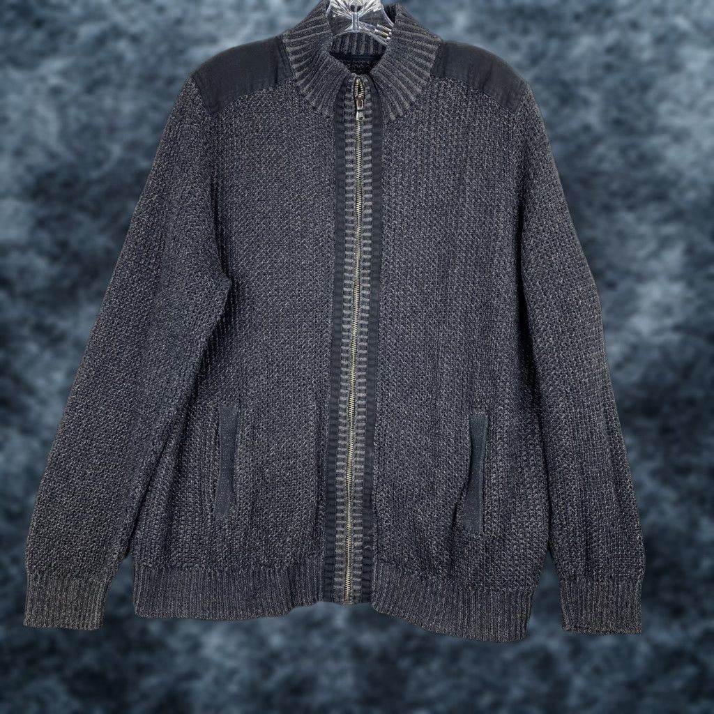 Vintage Rock & Republic Sweater Cardigan Full Zip Mock Neck Wool? Black Dark Gray L Men’s Regular Knit, Cotton, Rock Theme, Pockets, Fall Winter, Hiking Mens Size US L / EU 52-54 / 3 - 1 Thumbnail