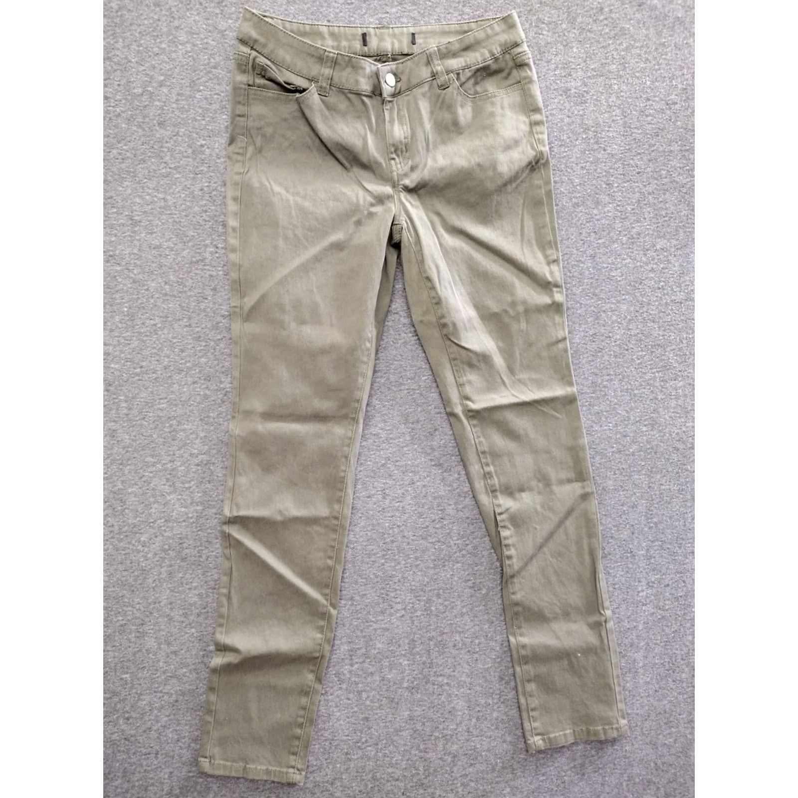 Olive Wax Jean Slim Jeans Women's Juniors 7 Olive Green Cotton Blend 5-Pocket Stretch City Size 28" / US 6 / IT 42 - 2 Thumbnail