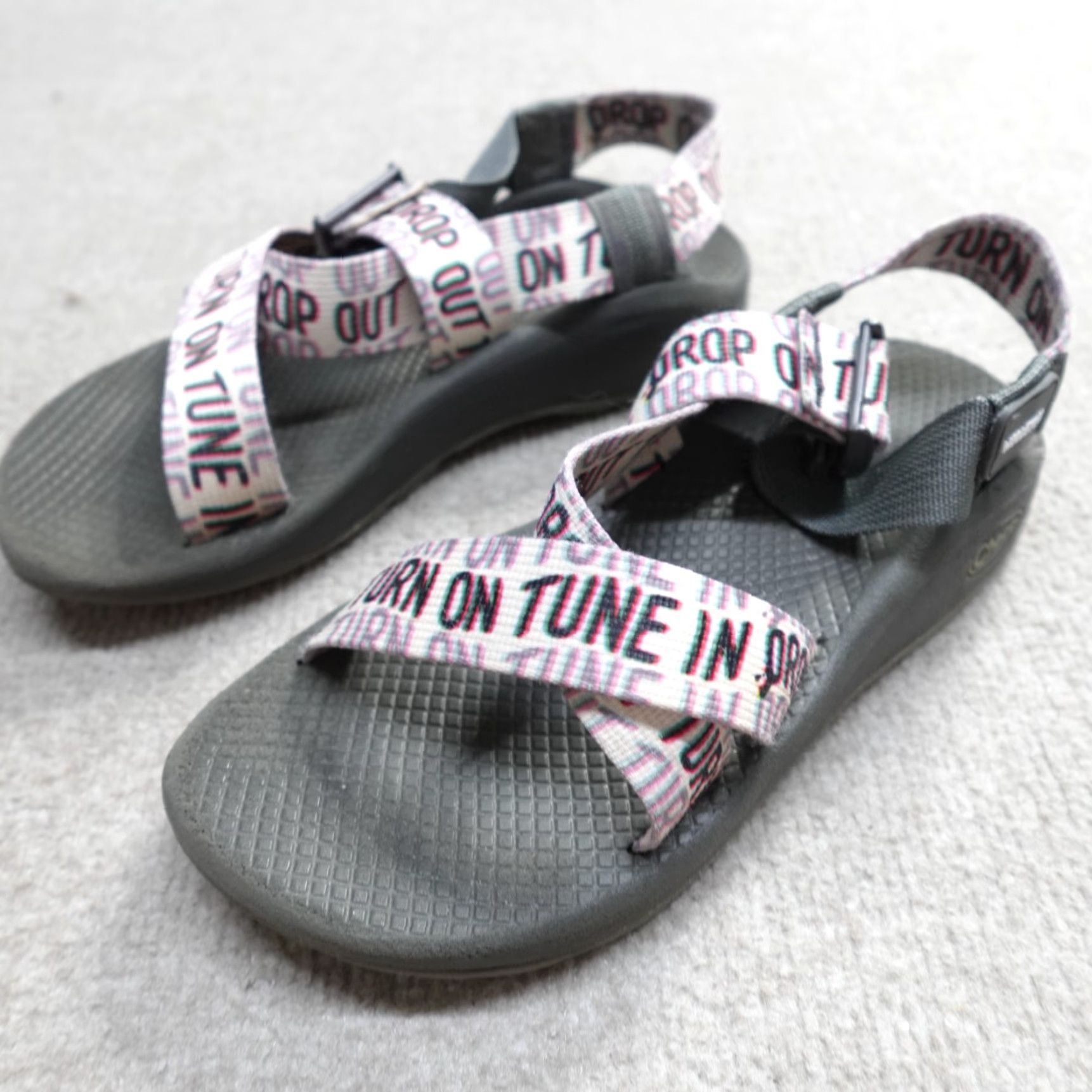 Chaco Chaco Sandal Womens 7 White Blue Sport Hiking Woodstock Buckle Flat Strappy Shoes Vintage No Size US 7 / IT 37 - 2 Thumbnail