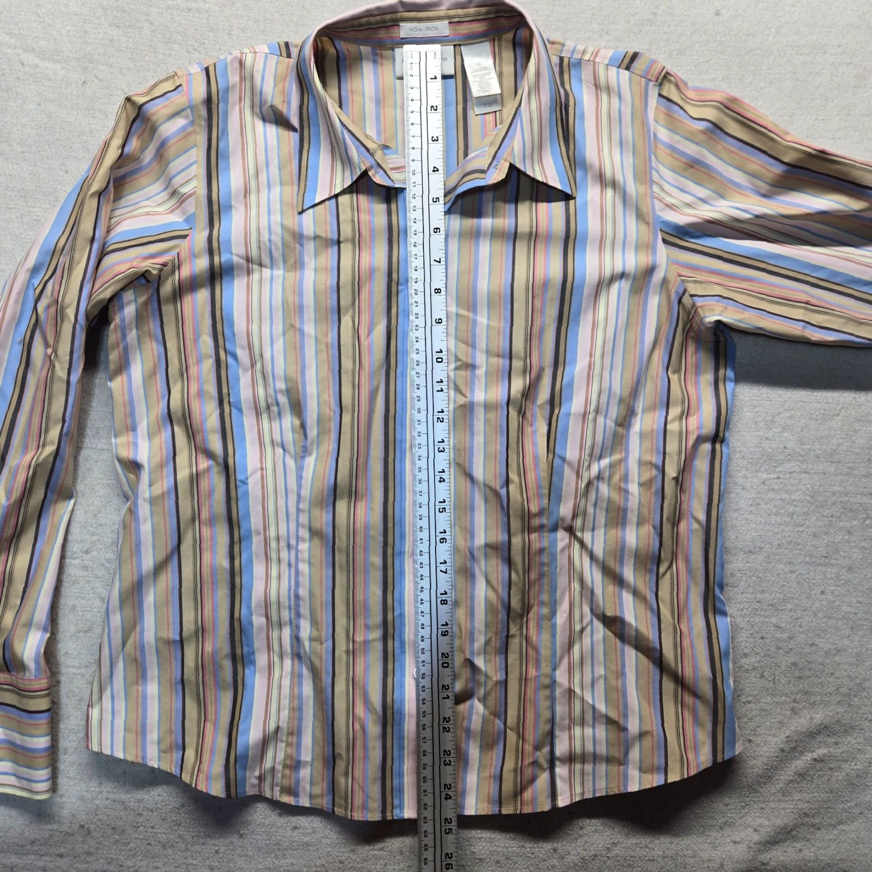 Liz Claiborne Liz Claiborne Shirt Adults 12 Multicolor Striped Long Sleeve Button-Up Women's Shirt Non-Iron Basic Regular Adult Women 12 Multicolor Stripe Shirt Size XL / US 12-14 / IT 48-50 - 6 Thumbnail