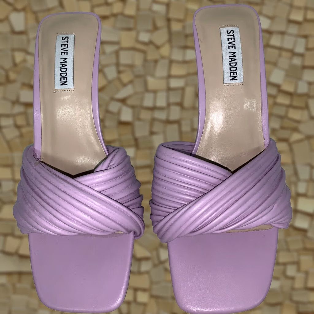 Steve Madden Steve Madden Womens Mule Dress 9.5 Lavender Purple Twinkled Soft-Volume Strap Heel Mid (2-2.9 in) Slip On Womens Size L / US 10 / IT 46 - 1 Thumbnail