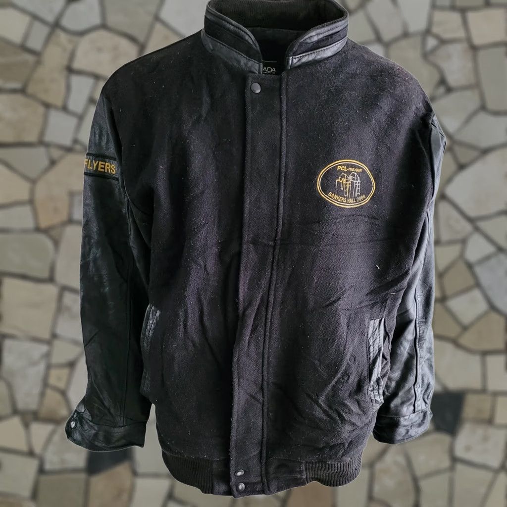 Vintage Canada Sportswear Mens Varsity Bomber Jacket XXL Black Leather Wool - Broken Zip - Vintage Style - Logo Size US XXL / EU 58 / 5 - 1 Thumbnail