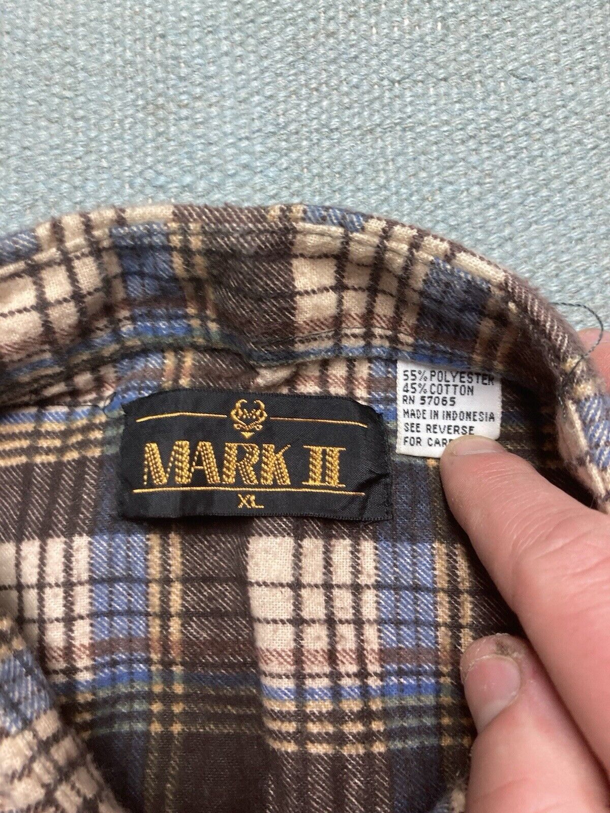 Vintage Vtg 80s flannel shirt brushed cotton blend plaid XL Size US XL / EU 56 / 4 - 4 Thumbnail
