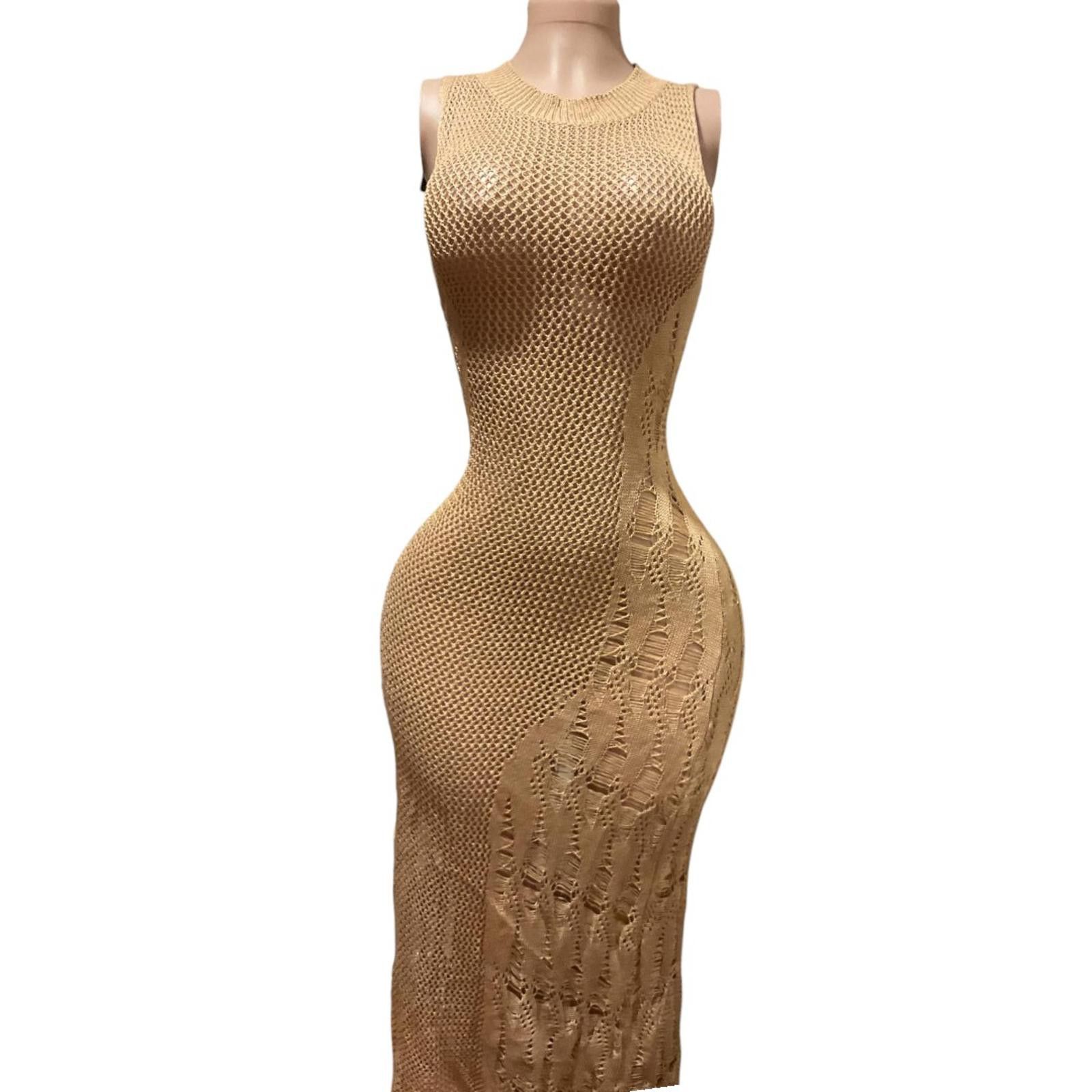 Fashion Nova Fashion nova Olivia Crochet Maxi Dress Khaki Size S / US 4 / IT 40 - 3 Thumbnail