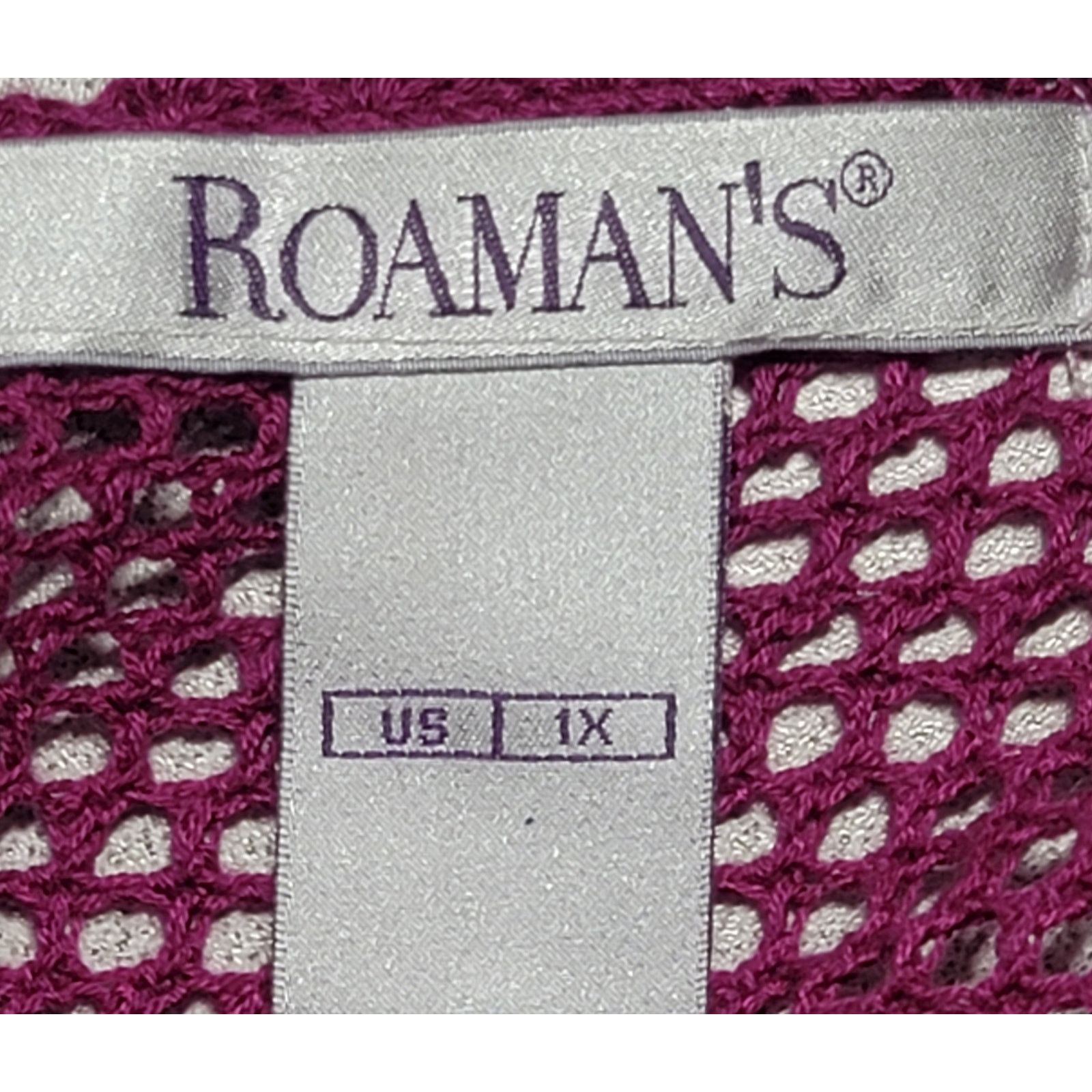 Other Roaman's Purple Open Knit V Neck Top 1X Plus Lightweight Size XXL / US 16-18 / IT 52-54 - 4 Thumbnail