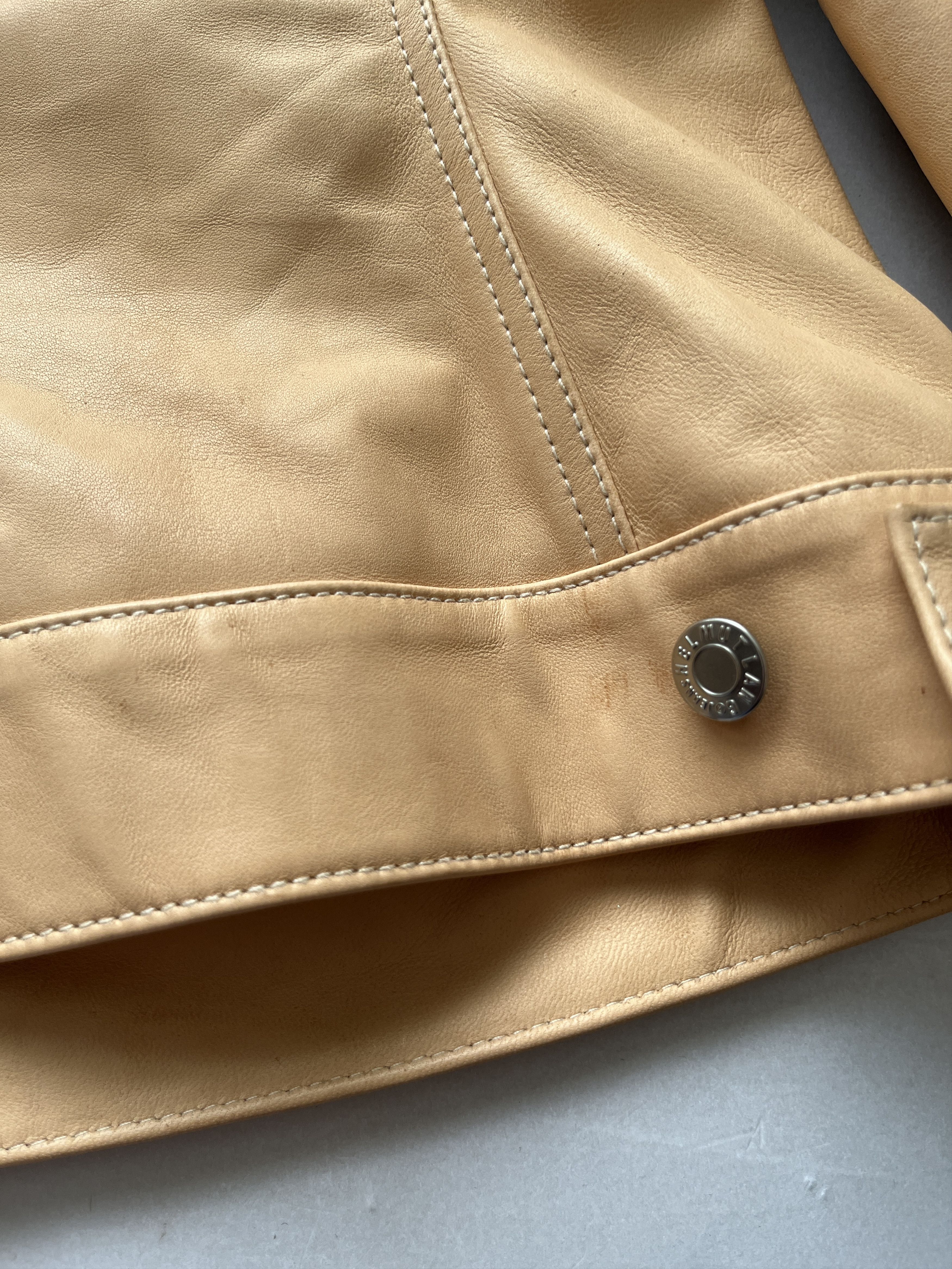 Helmut Lang ⚡️QUICK SALE⚡️Helmut Lang Beige Leather Trucker Jacket Size S / US 4 / IT 40 - 10 Thumbnail