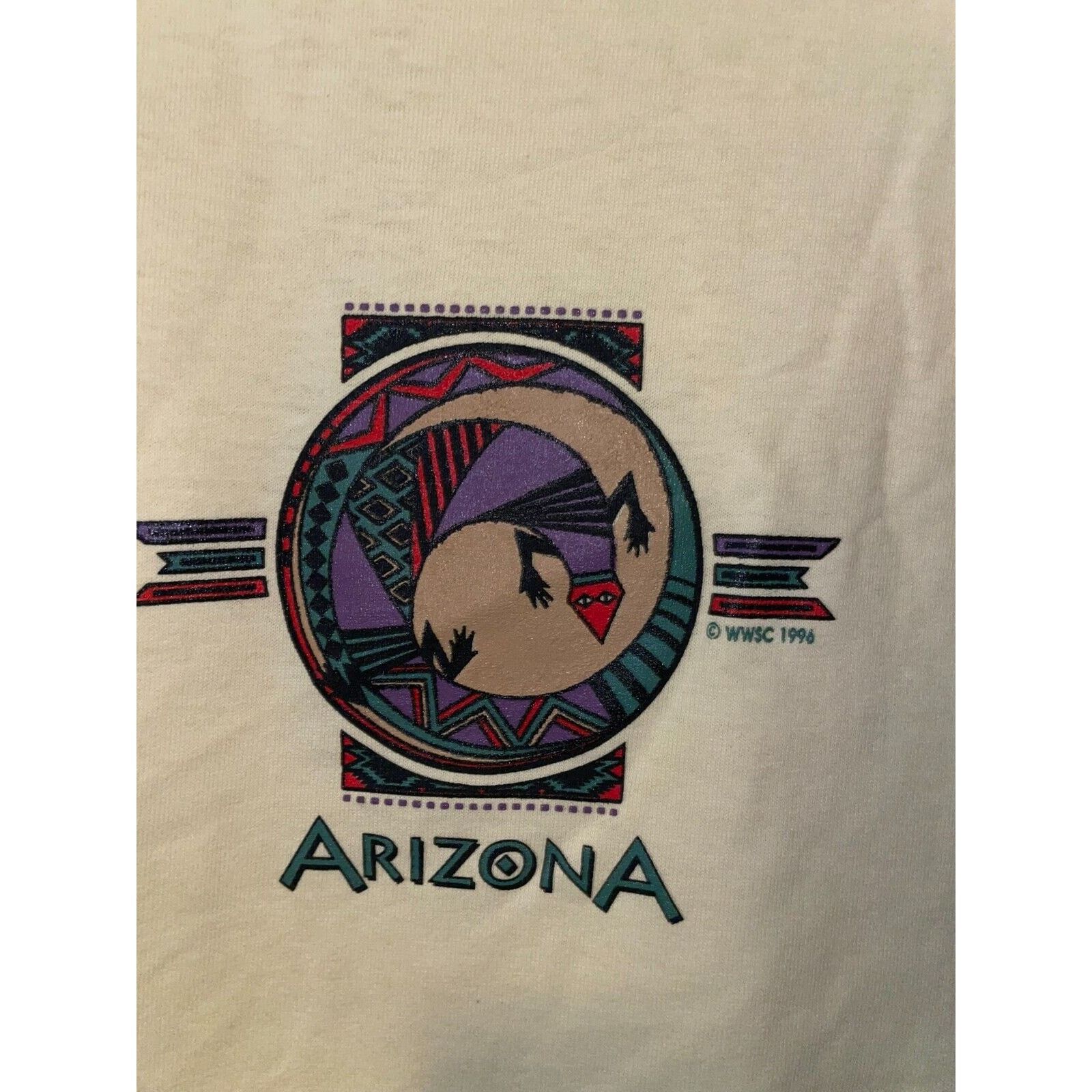 Jerzees Vintage Arizona Shirt Lizard Native American Shirt 90s Large Size US L / EU 52-54 / 3 - 3 Thumbnail