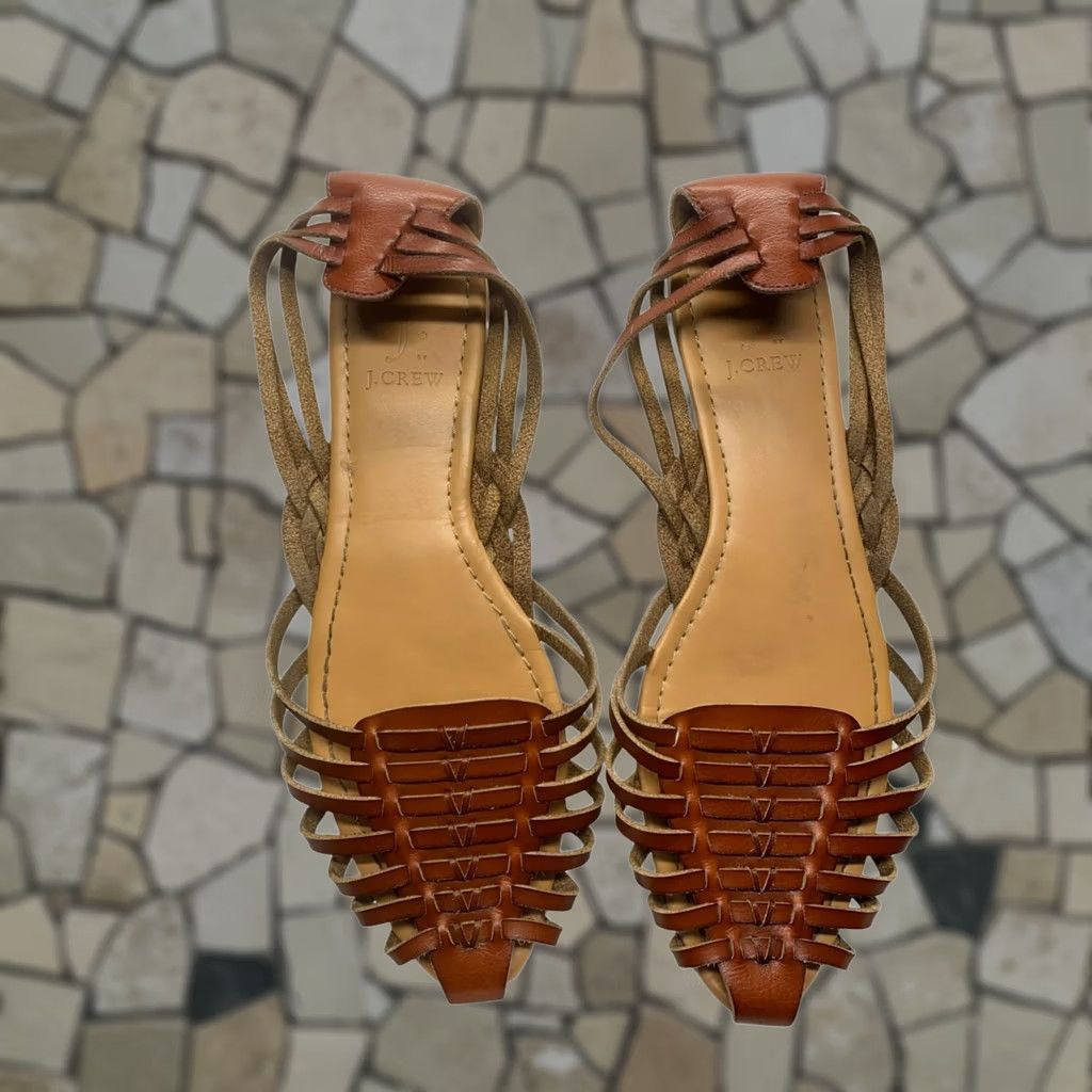 J.Crew J. Crew Womens Sandals Tan Brown Strappy Leather Slip-On Open Toe 11 Good Size US 11 / IT 41 - 1 Thumbnail
