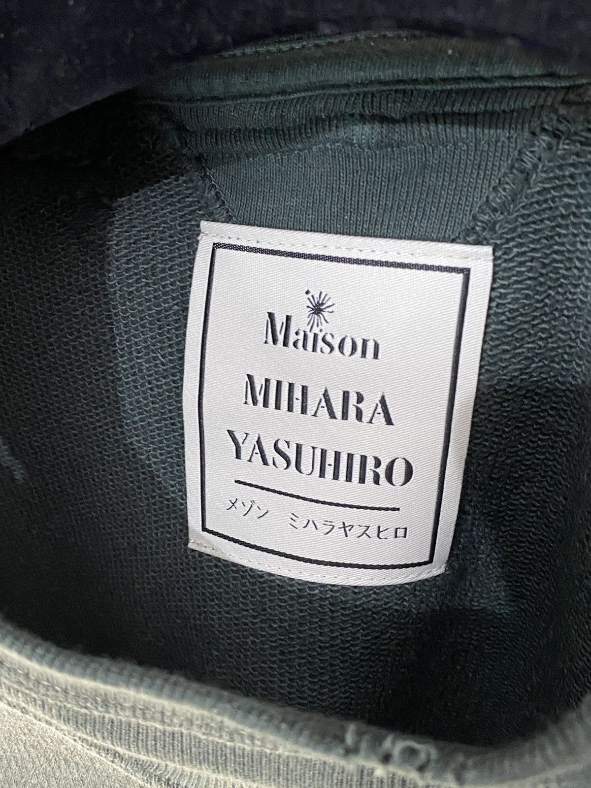 Maison MIHARA YASUHIRO $629 DISTRESSED SMILEY HOODIE GREEN ENZYME DYE WASH SWEATER Size US M / EU 48-50 / 2 - 5 Thumbnail
