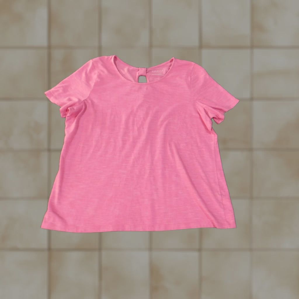 Talbots Talbots Blouse Shirt Womens 1X Pink Cotton Polyester Rayon Short Sleeve Round Neck Pullover Casual Classic Stretch Regular Size XL / US 12-14 / IT 48-50 - 1 Thumbnail