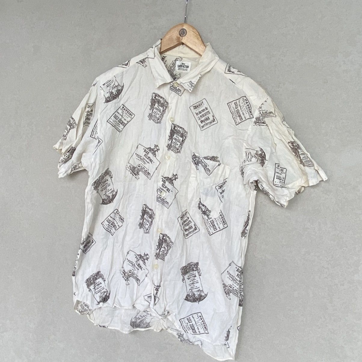 Other Vintage 90s White All Over Print Button Up Shirt Clothing Size US M / EU 48-50 / 2 - 2 Thumbnail