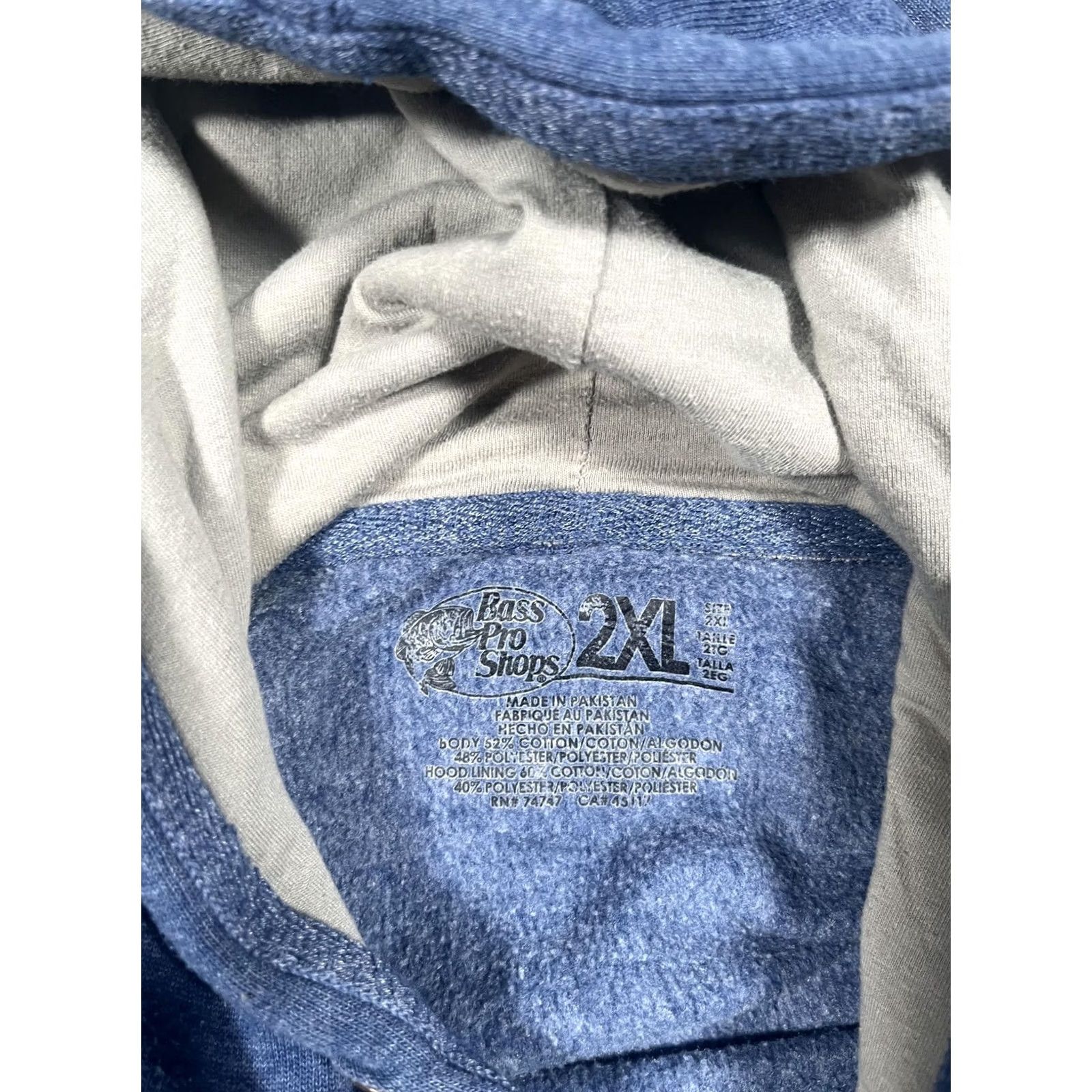 Bass Pro Shops Bass Pro Shops Hoodie Mens 2XL Blue Pullover Kangaroo Pocket Graphic Print Hooded Fisherman Outdoor Logo Mens Size US XXL / EU 58 / 5 - 3 Thumbnail