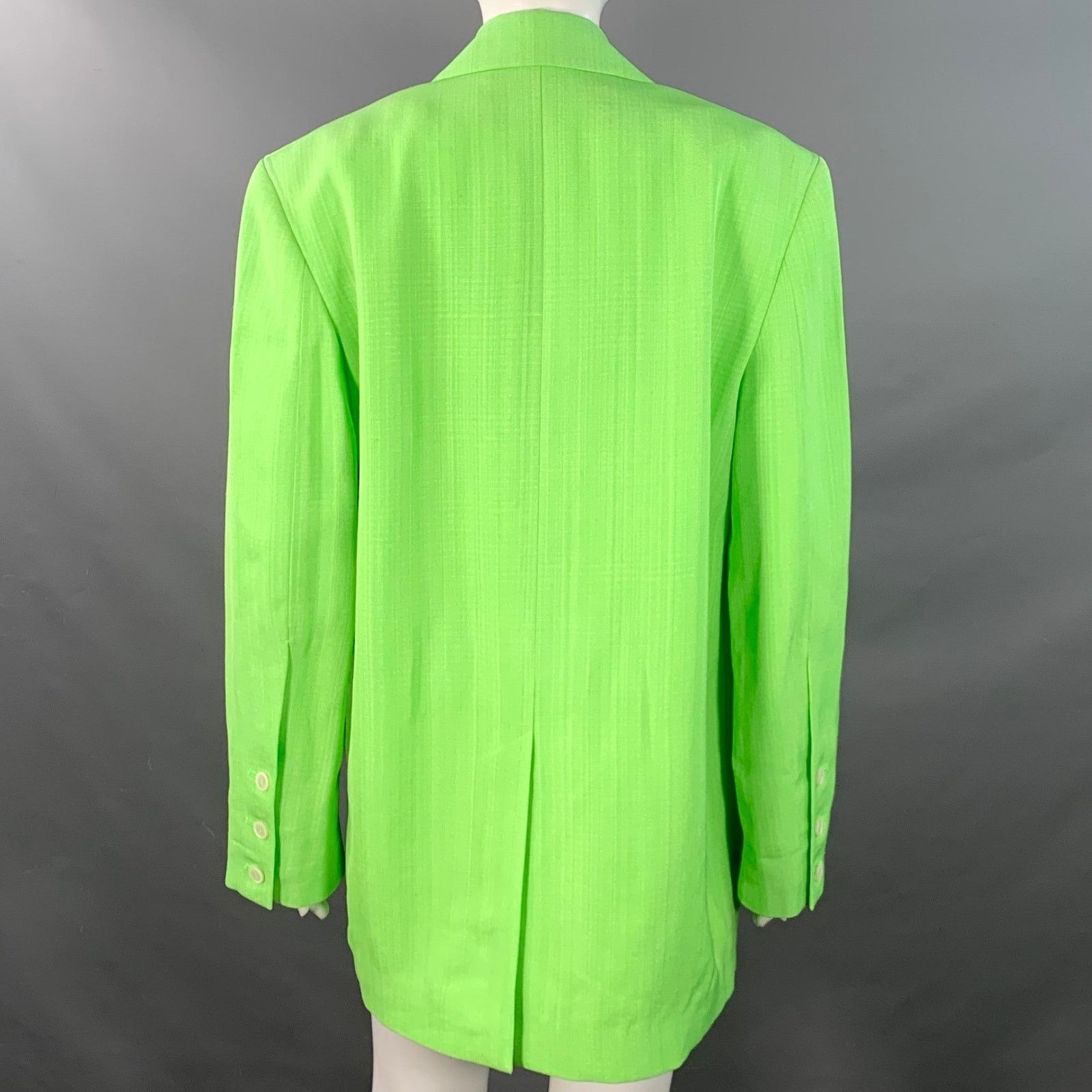 Jacquemus S Le Splash Green White Viscose Silk Double Breasted Blazer Size S / US 4 / IT 40 - 3 Thumbnail