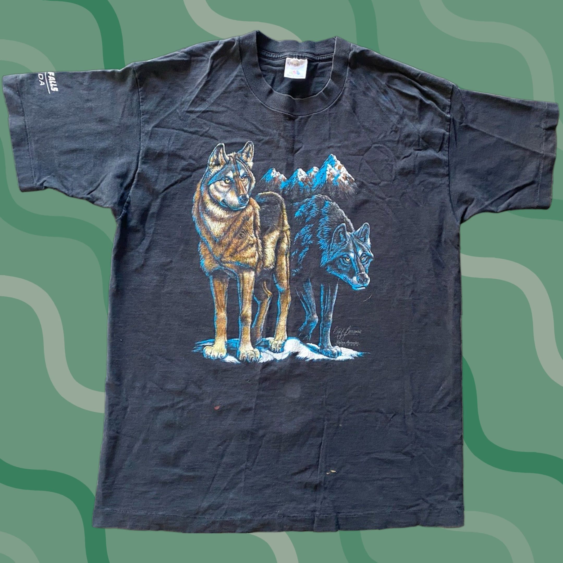 Fruit Of The Loom VINTAGE Fruit Of The Loom T-Shirt Men’s XL Black Short Sleeve Wolf Canada Animals Nature Size US XL / EU 56 / 4 - 1 Thumbnail