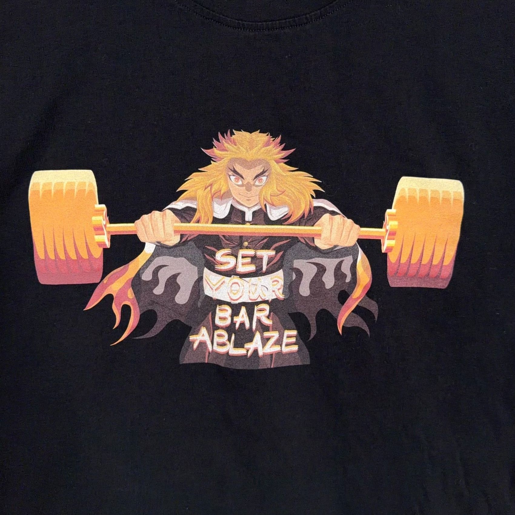 Vintage Crunchyswole Shirt Mens XL Black Kyojuro Rengoku Demon Slayer Anime Gym Tee Size US XL / EU 56 / 4 - 2 Thumbnail