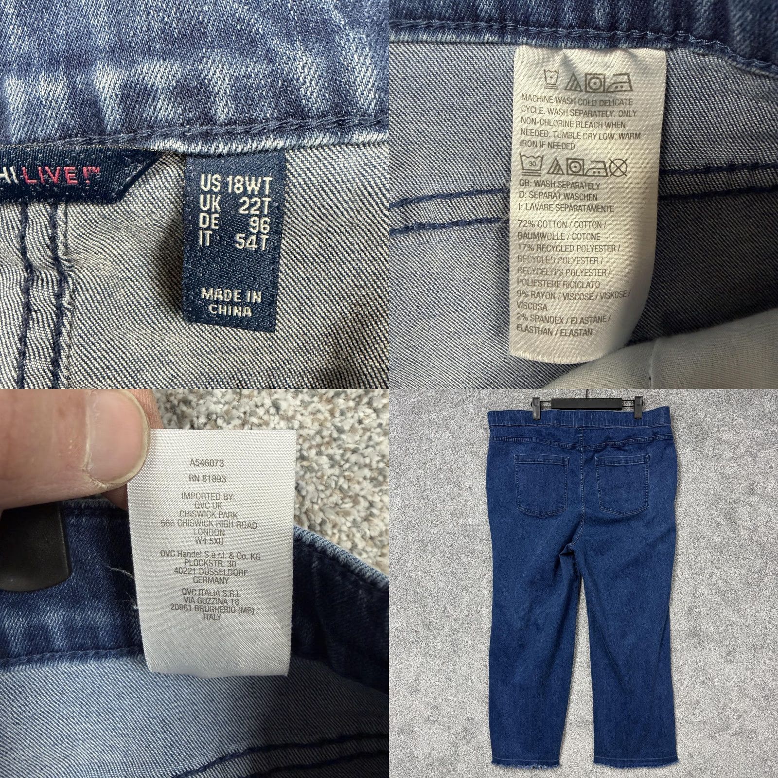 Vintage Isaac Mizrahi Live! Capri Jeans Womens 18W Blue Straight Leg Cropped Denim Size 40" / US 18 - 8 Thumbnail