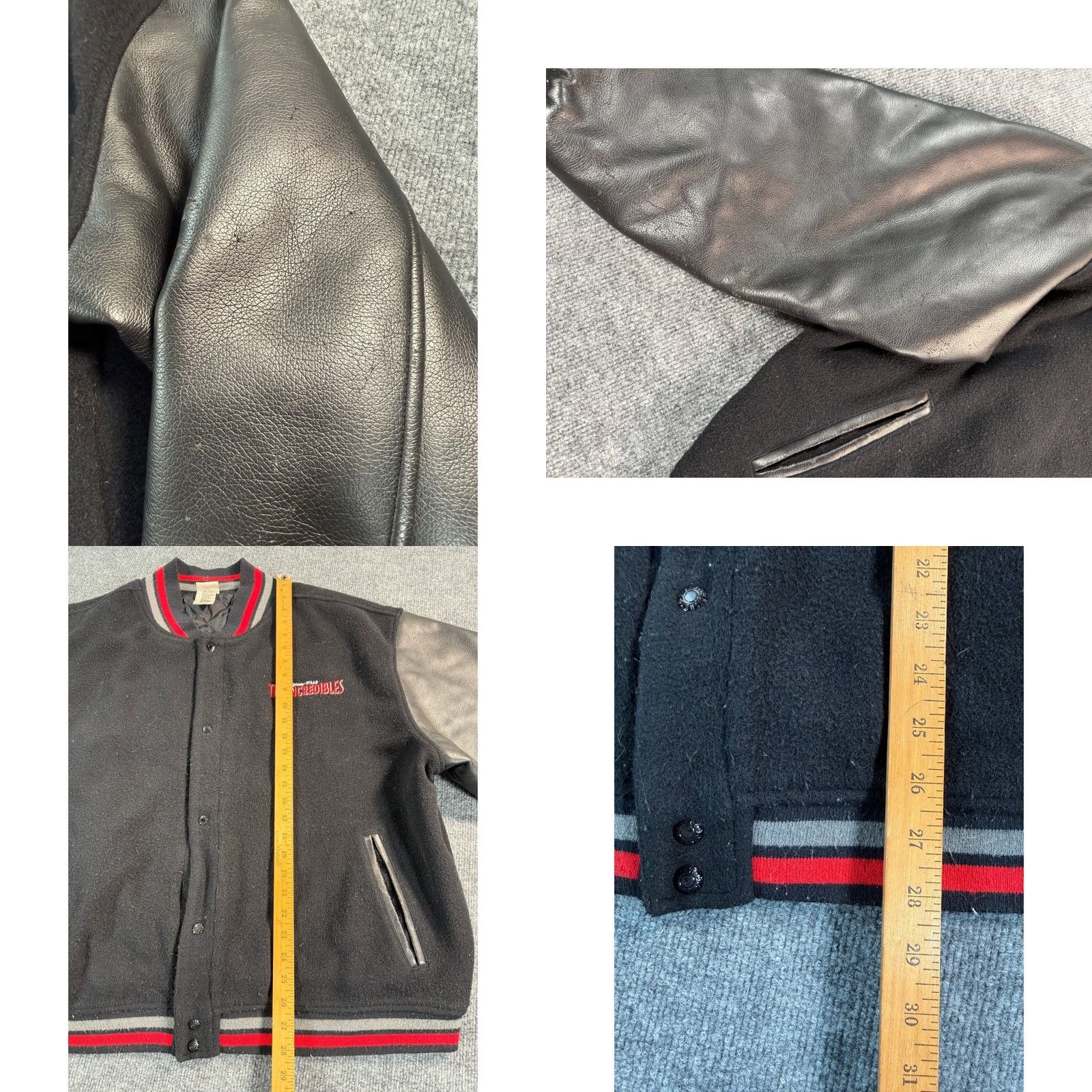 Disney VINTAGE The Incredibles Disney Pixar varsity jacket Mens XL Black Leather Wool Size US XL / EU 56 / 4 - 8 Thumbnail