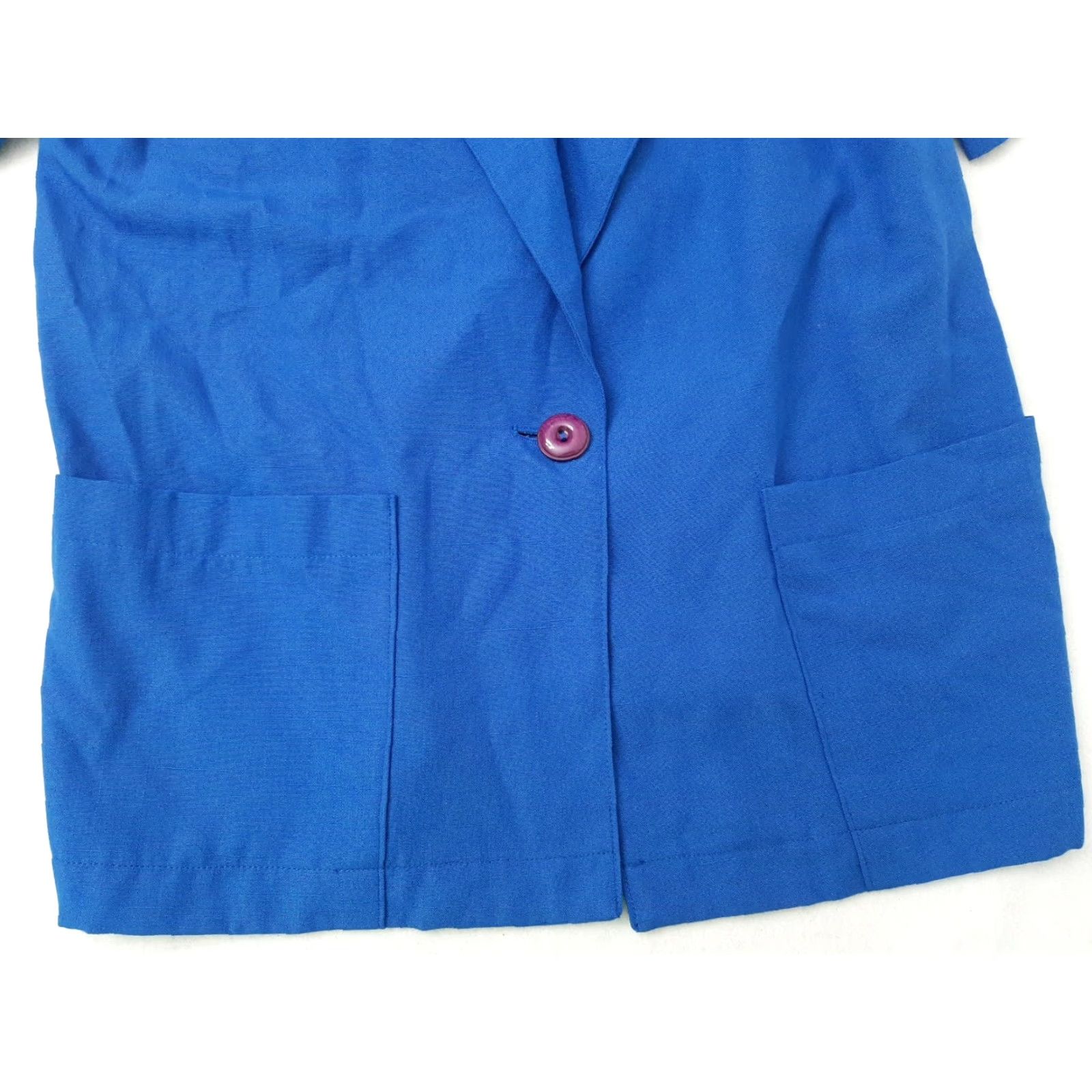 Vintage Sag Harbor Shirt Jacket Blue Petite SZ 10P Womens Short Sleeve V-Neck Pockets Button-Back Jacket Style Size L / US 10 / IT 46 - 3 Thumbnail
